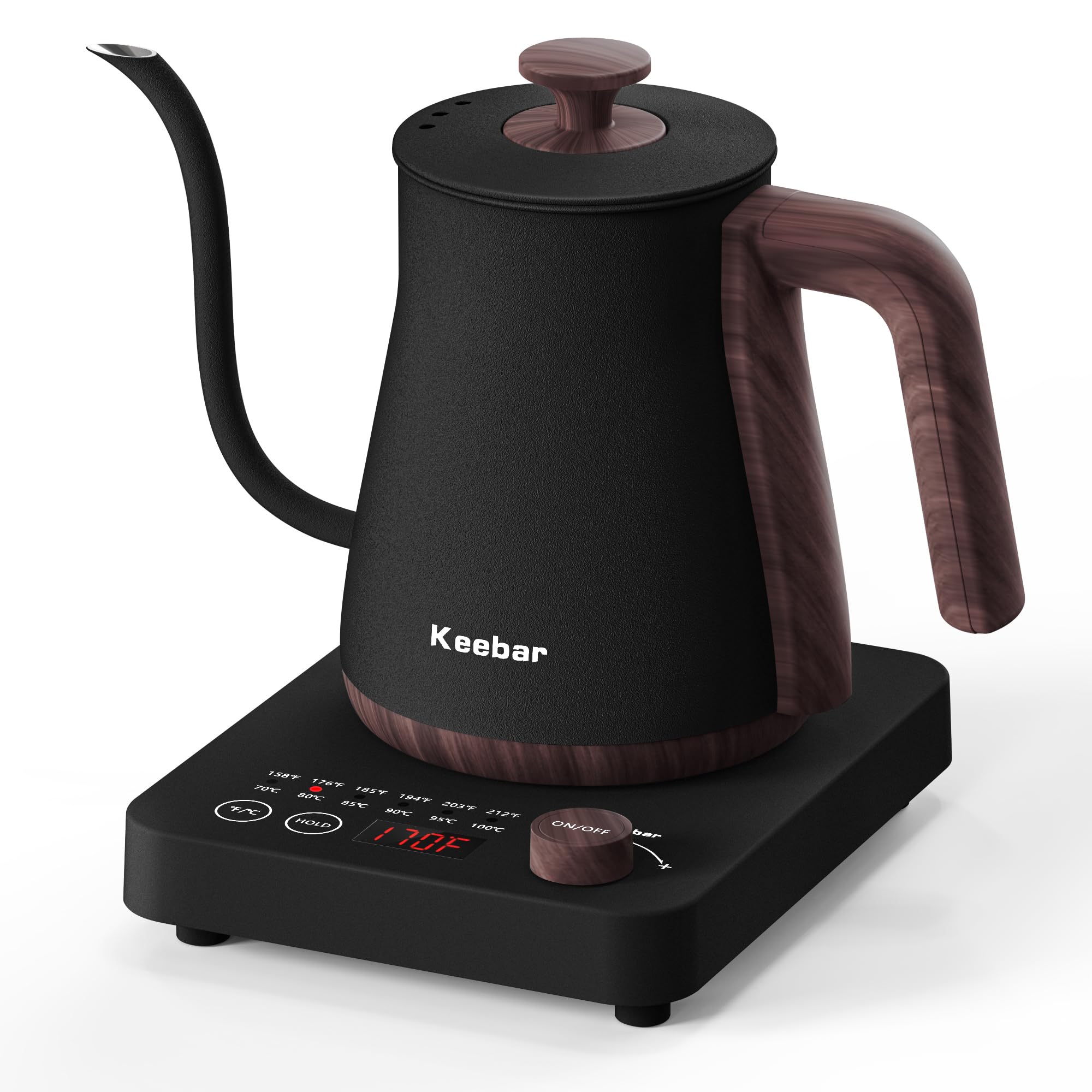 Electric Kettle, Electric Gooseneck Kettle With 6 Temperature Control Presets And Led Display, 0.8L/27.05Oz, 0.8Mm Ultra-Fine Sp