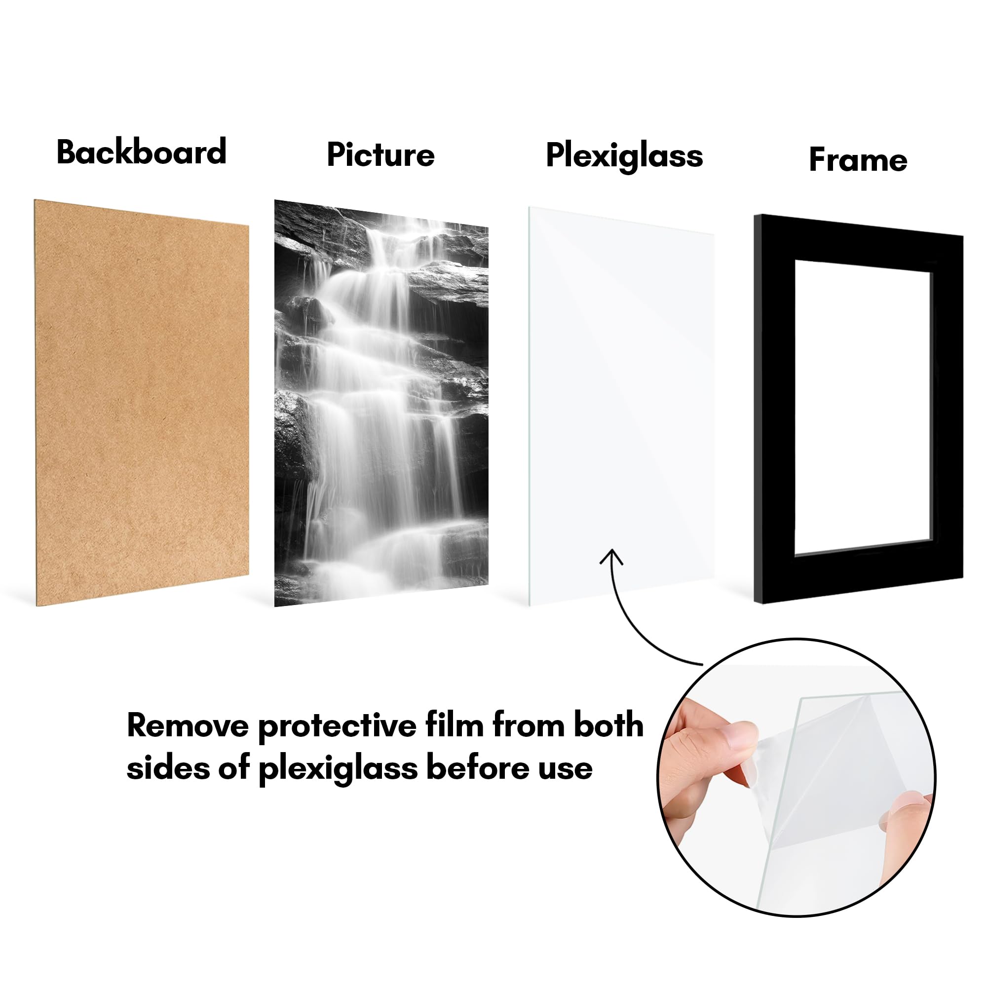 Americanflat 3x5 Picture Frame with Polished Plexiglass - Set of 5 - Galleria Collection - Picture Frames for Tabletop and Wall