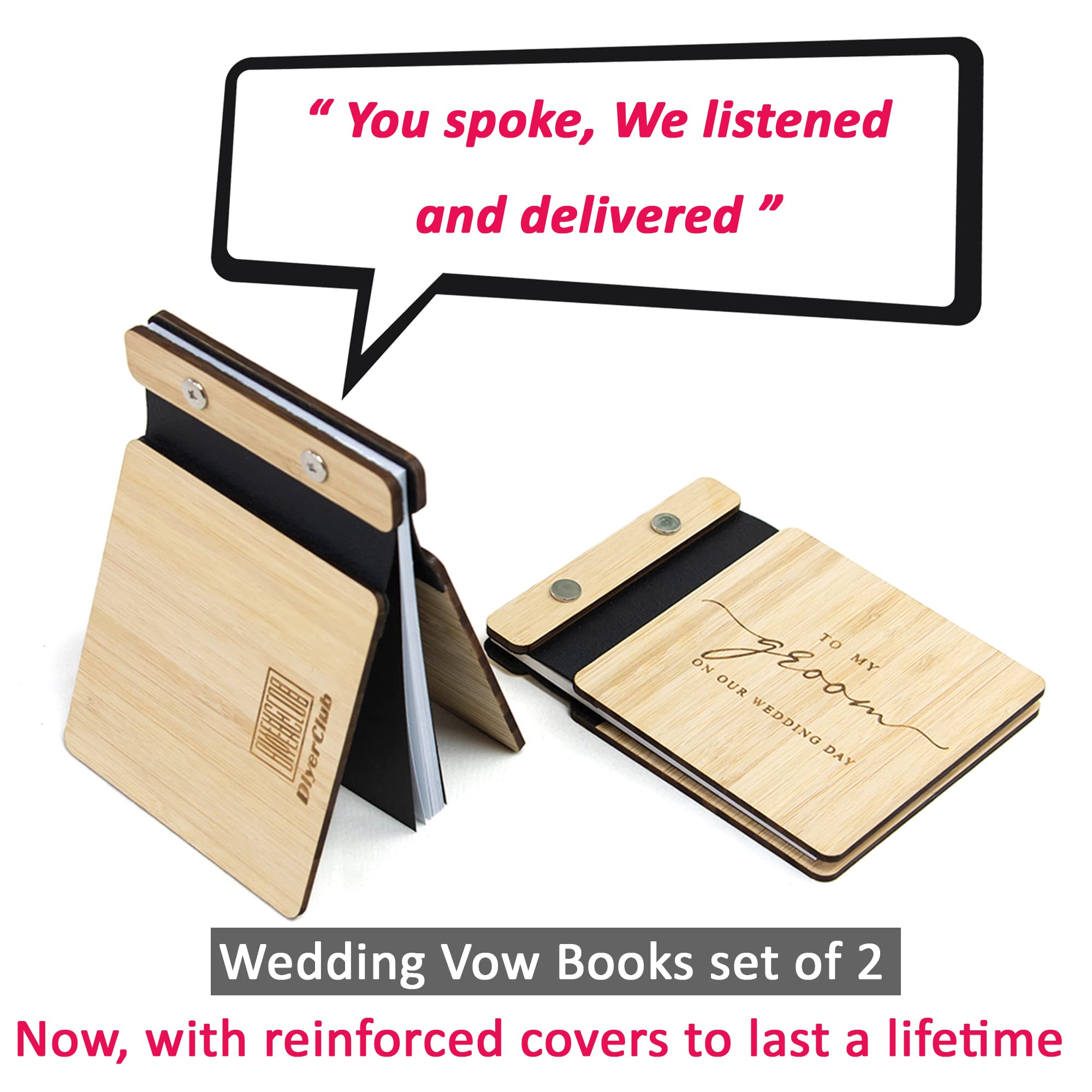 Wooden Wedding Vow Books Set Of 2 - Wood Vow Book Set For Wedding - Rustic Vows Book His And Hers - Wooden Vow Renewal Books - W