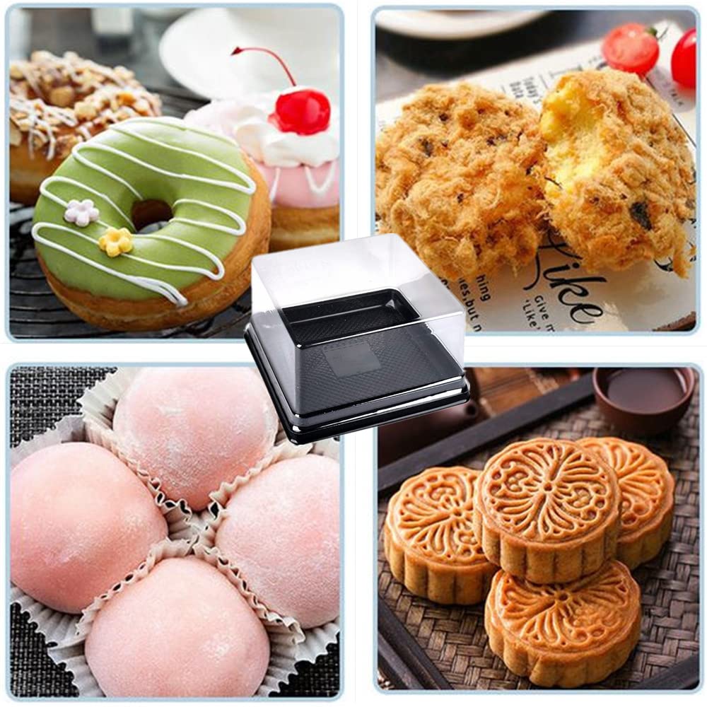 Hewnda 50 Pack Of Clear Plastic Mini Cake Box Muffins Box Cookies Cookies Muffins Dome Box Wedding Birthday Gift Box (3'' Square