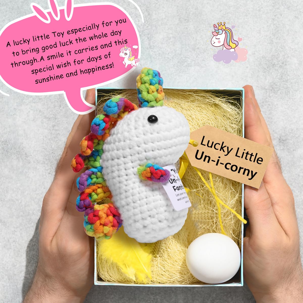 AICase Unicorn Stuff Inspirational Crochet Positive Unicorn Mothers Day Gifts Kawaii Handmade Emotional Support Nuggets Cheer Fu