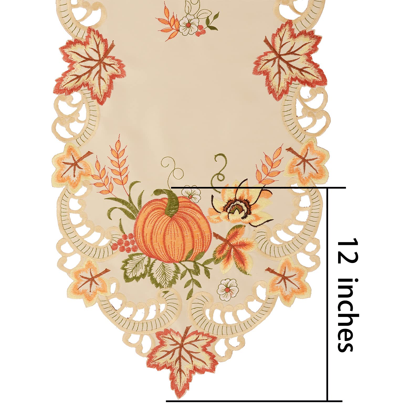 Simhomsen Thanksgiving Harvest Pumpkins Table Runners for Autumn Or Fall Decorations, Embroidery (14    90 Inches)