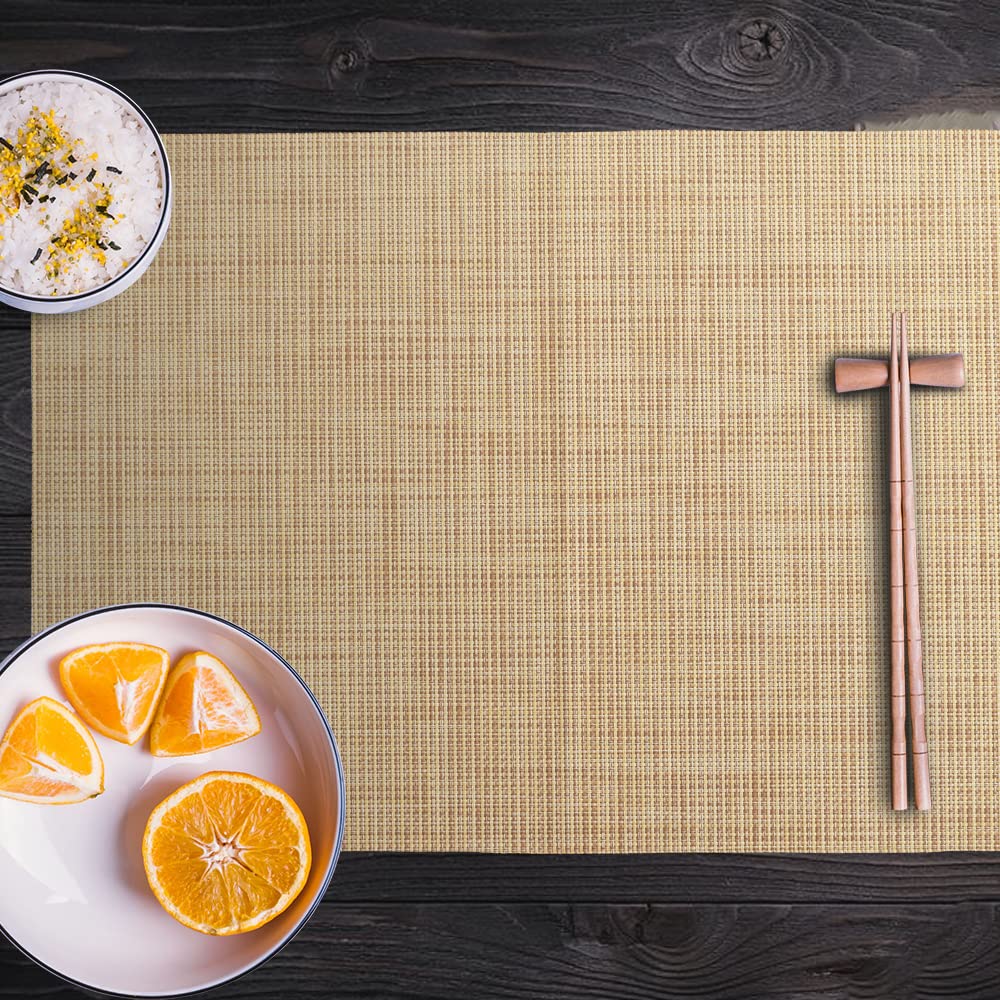 Homedge Pvc Placemat, 4 Pcs Of Non-Slip Heat Resistant Place Mats, Washable Vinyl Placemats, Set Of 4 -Beige