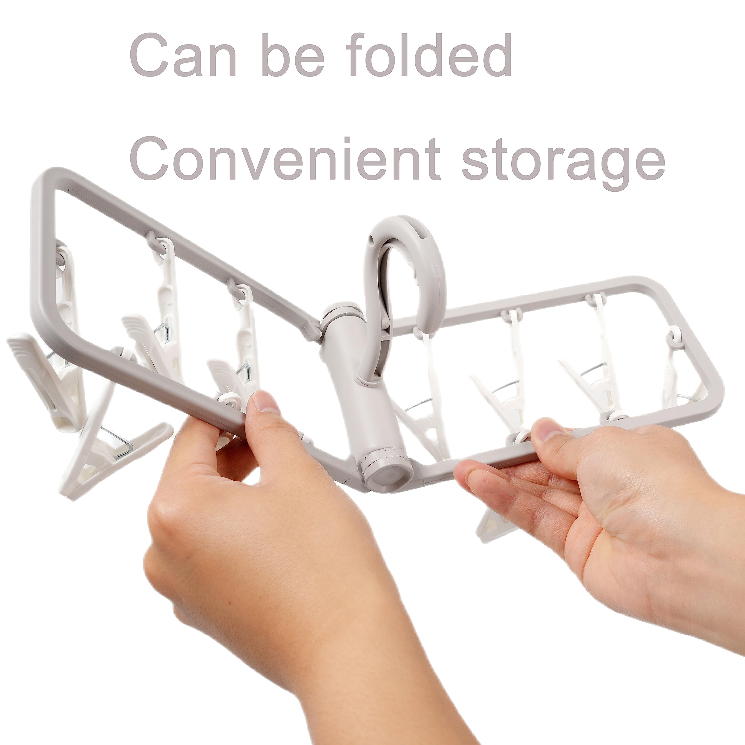 Foshine Clothes Drying Racks 2 Pack Grey Colour Small Folding Portable Underwear Hangers With Clips Socks 12 Clips 360 Rotatable