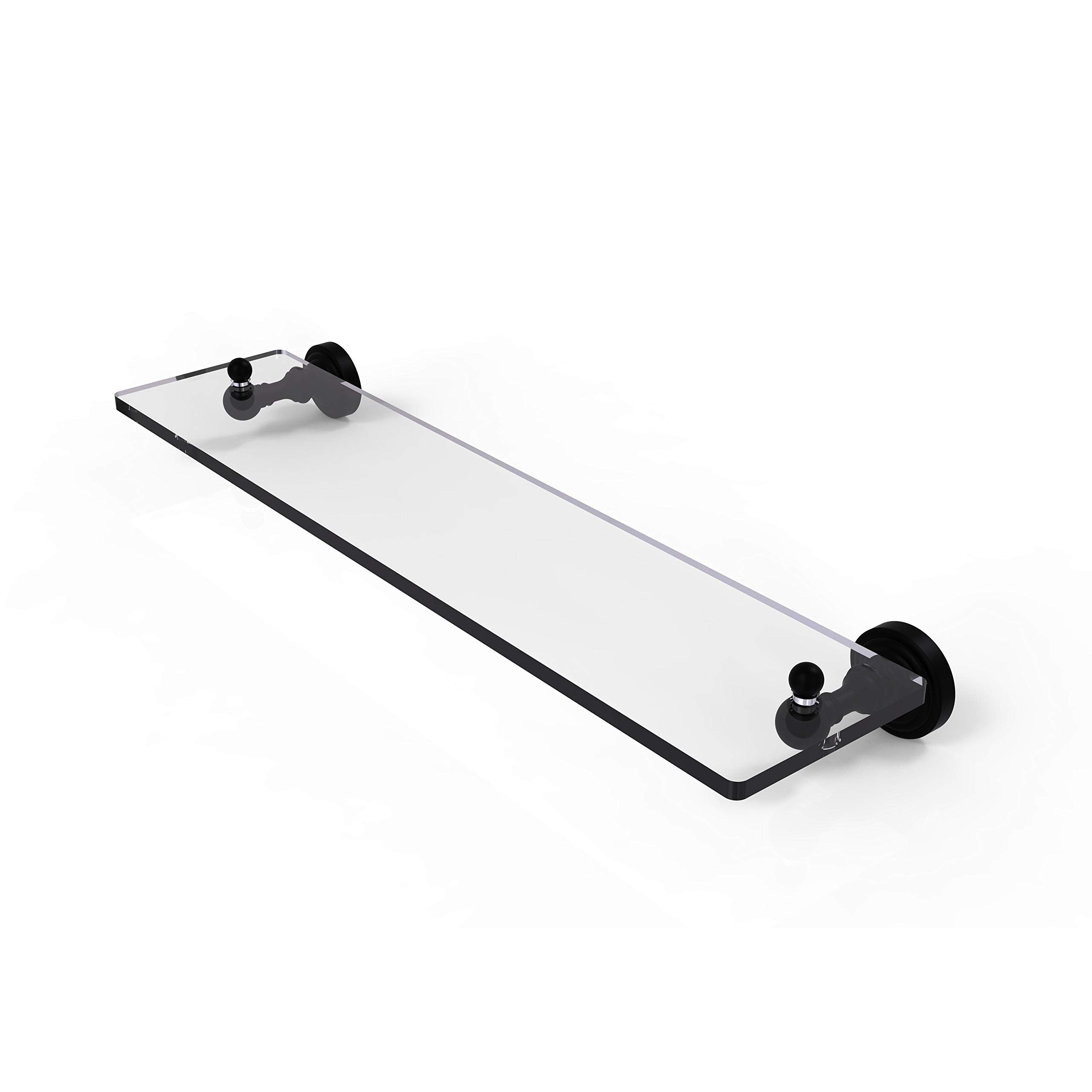 Wp-1/22-Bkm Waverly Place Collection 22 Inch Glass Vanity Shelf With Beveled Edges, Matte Black
