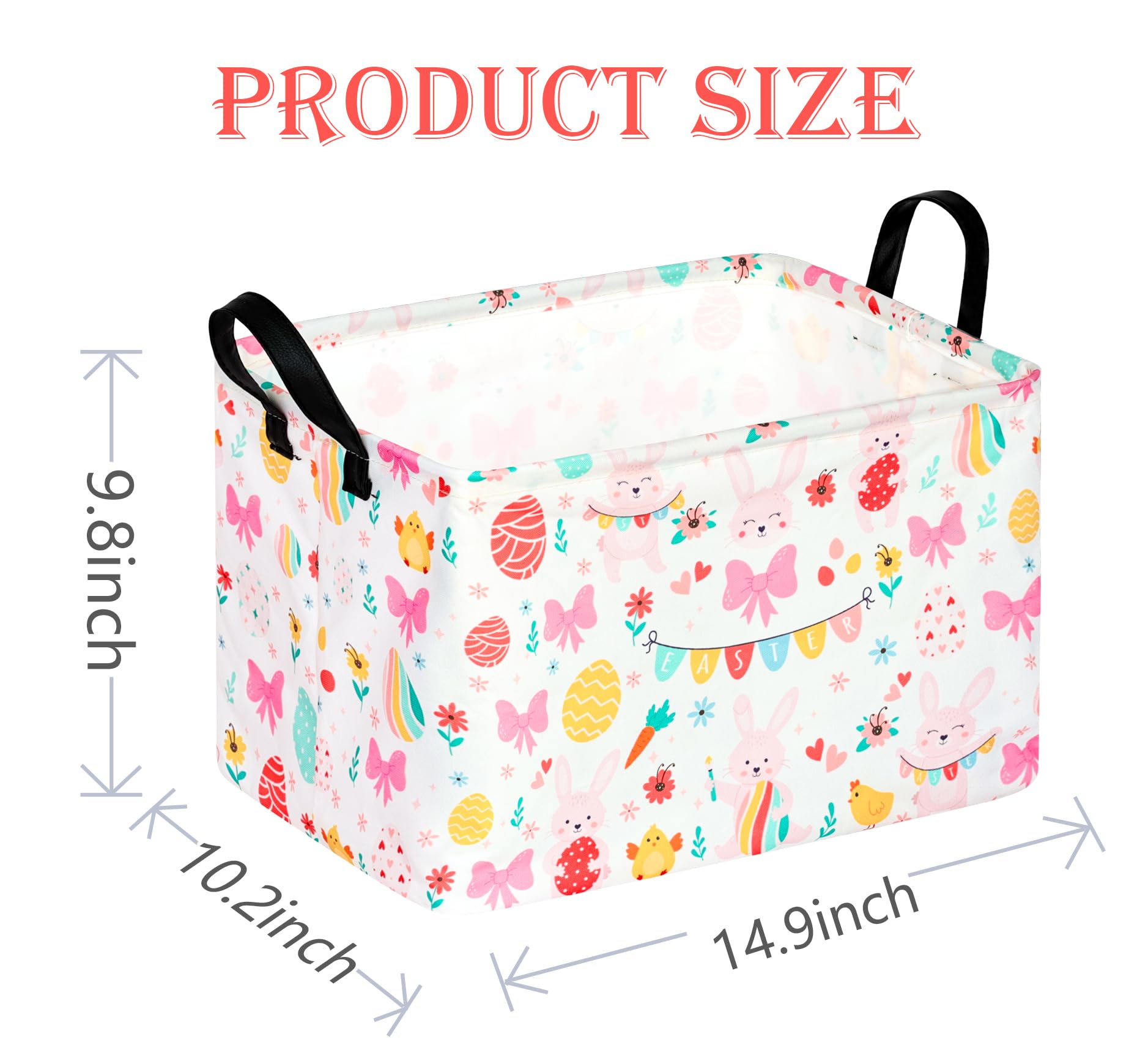 Acmuuni Easter Eggs Gift Rectangle Rabbit Shelf Basket Clothes Laundry Storage Box Toys Storage Bins, Bunny Basket For Kids,Laun
