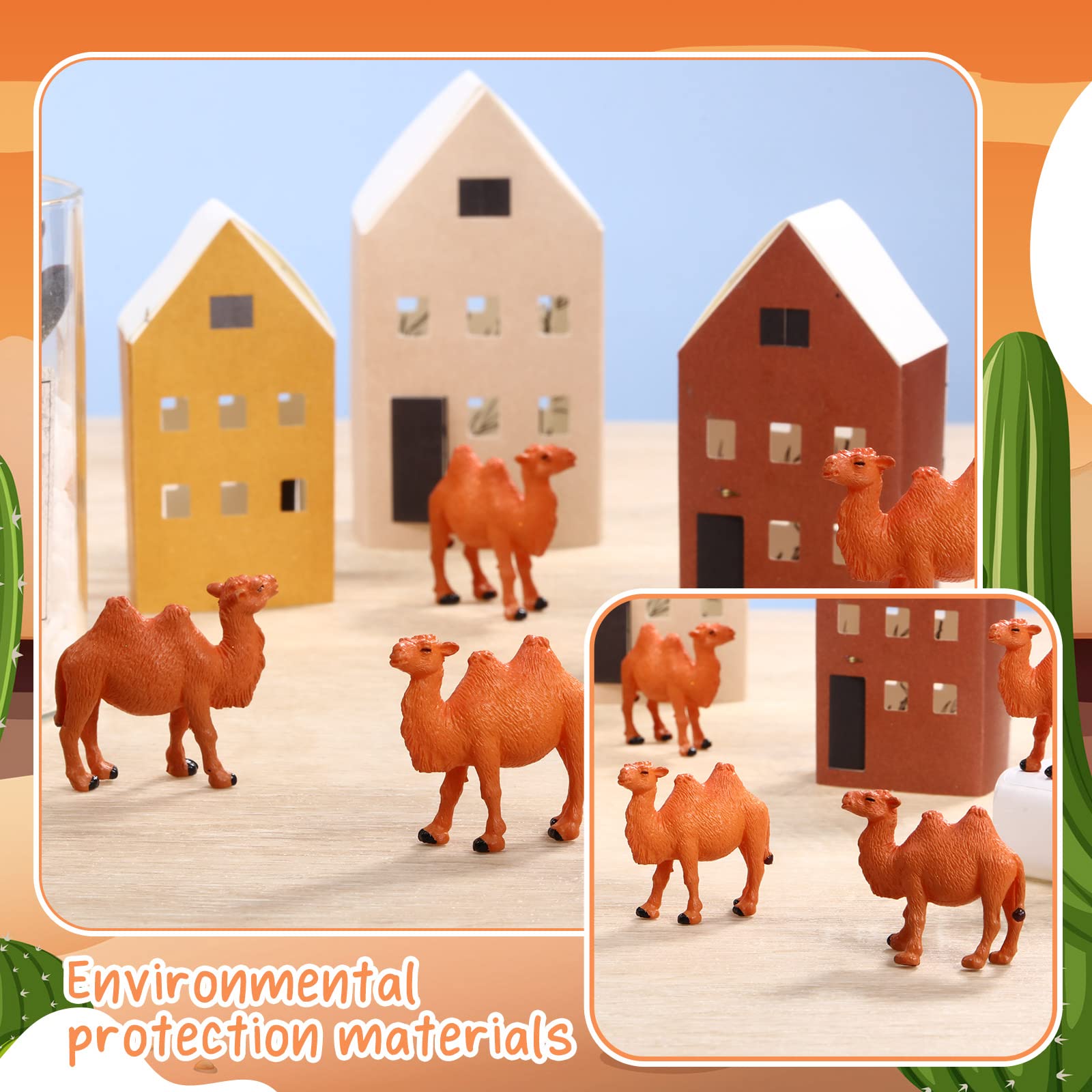 Charniol 24 Pcs Camel Figurines Hand Painted Miniature Animal Statue Desert Camel Figures Animal Figurines Toys Models for Table