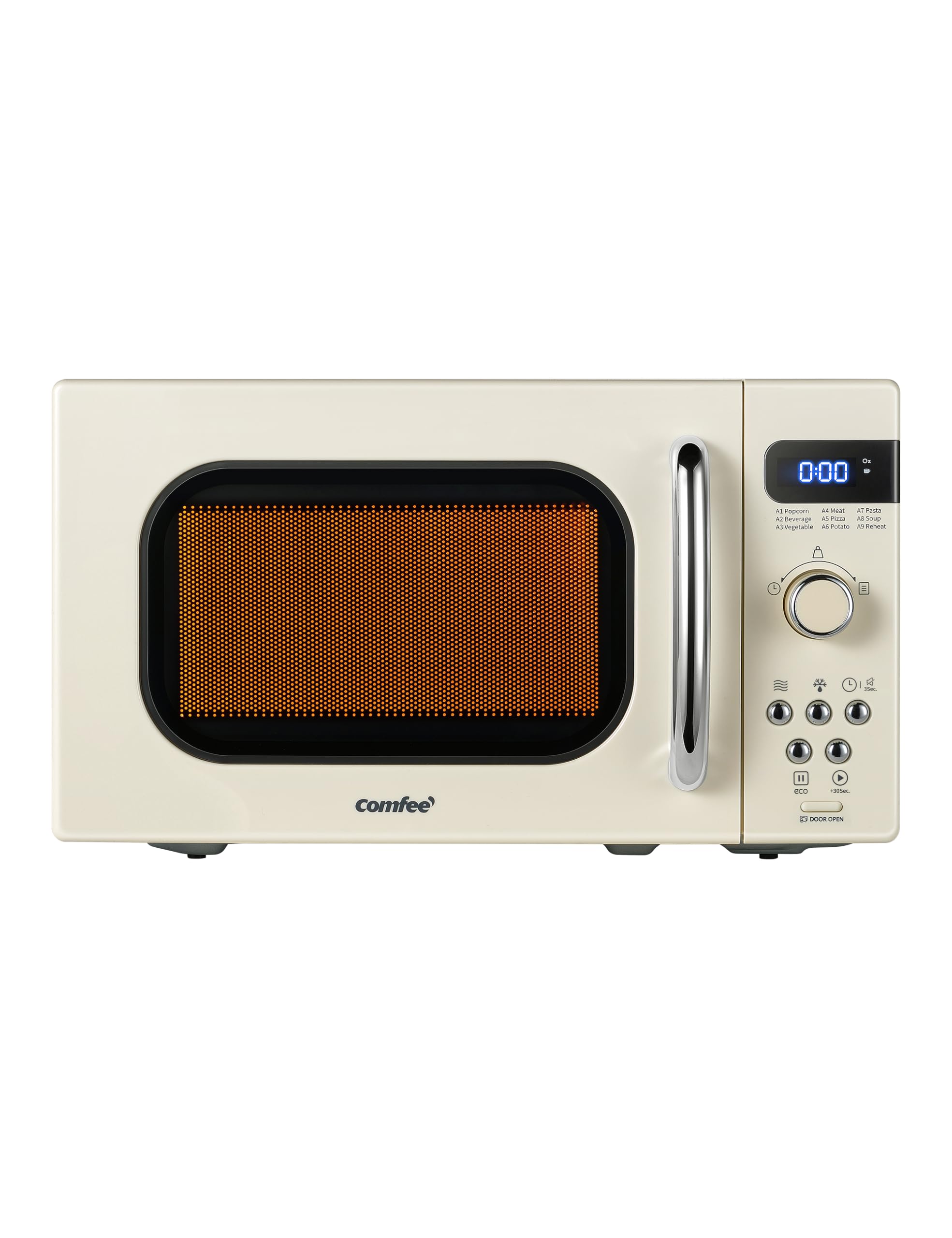 Comfee' Retro Small Microwave Oven With Compact Size, 9 Preset Menus, Position-Memory Turntable, Mute Function, Countertop Perfe