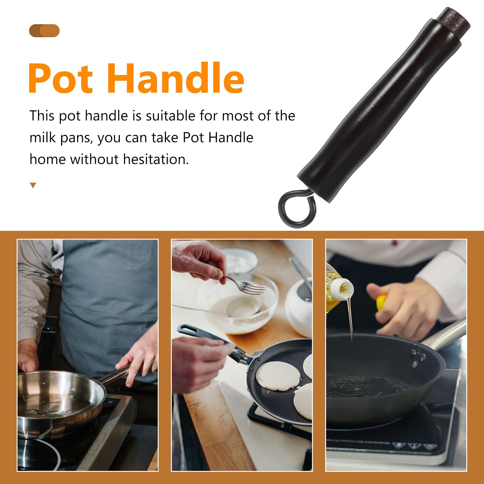 Zerodeko Wood Cooking Utensils Wooden Pan Handle 2Pcs Wok Handle Wok Accessories Coffee Iron Zhangqiu Wooden Handle Pot Handle R