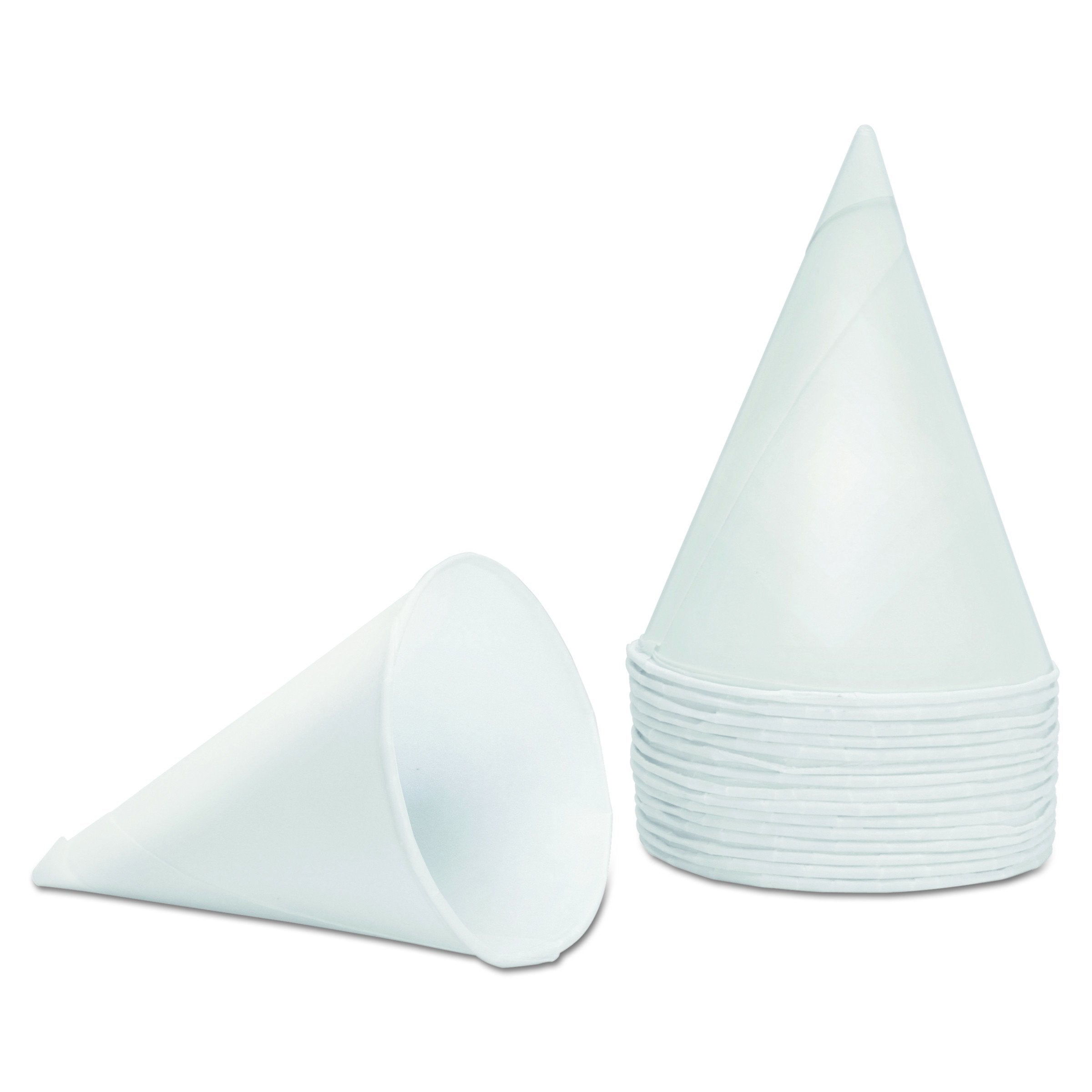 Konie 45Kbr Rolled Rim, Poly Bagged Paper Cone Cups, 4.5Oz, White (Case Of 5000)