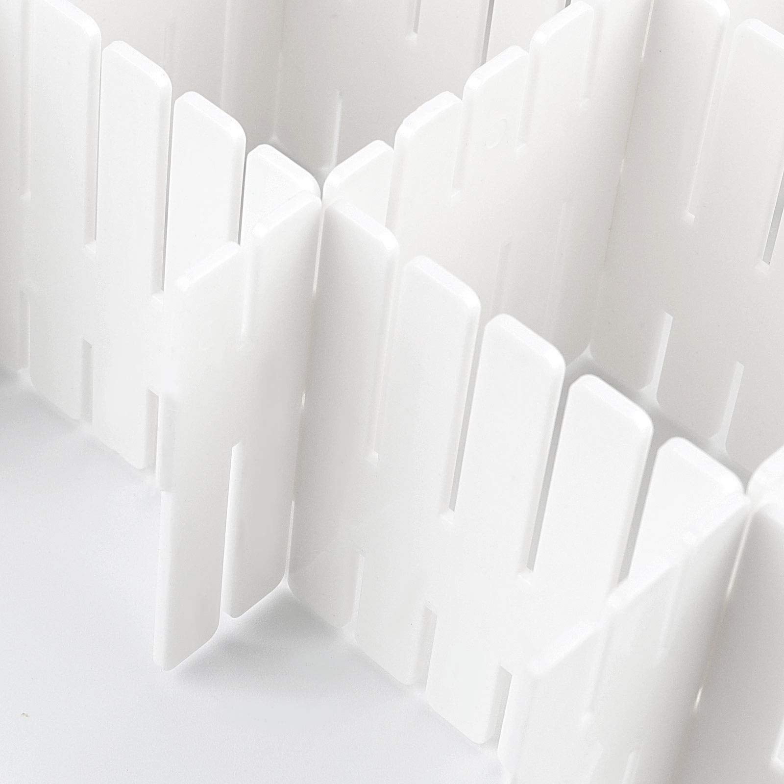 ZOENHOU 60 PCS 12.6 x 2.76 Inch White Drawer Dividers, Adjustable Premium Plastic Drawer Divider Organizers for Makeup Drawers D