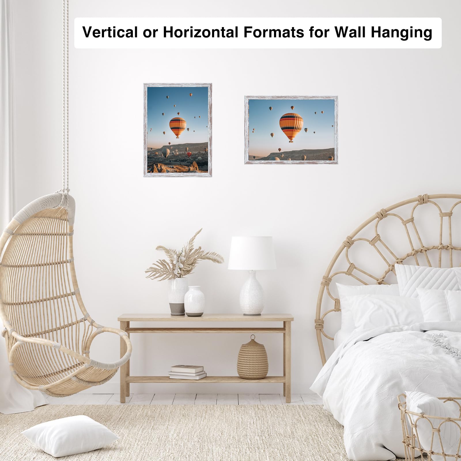 JCJMY 9x12 Picture Frame Rustic White for Wall Hanging, Wall Mounting Horizontally or Vertically, 9 x 12 Wall Gallery Poster Pho