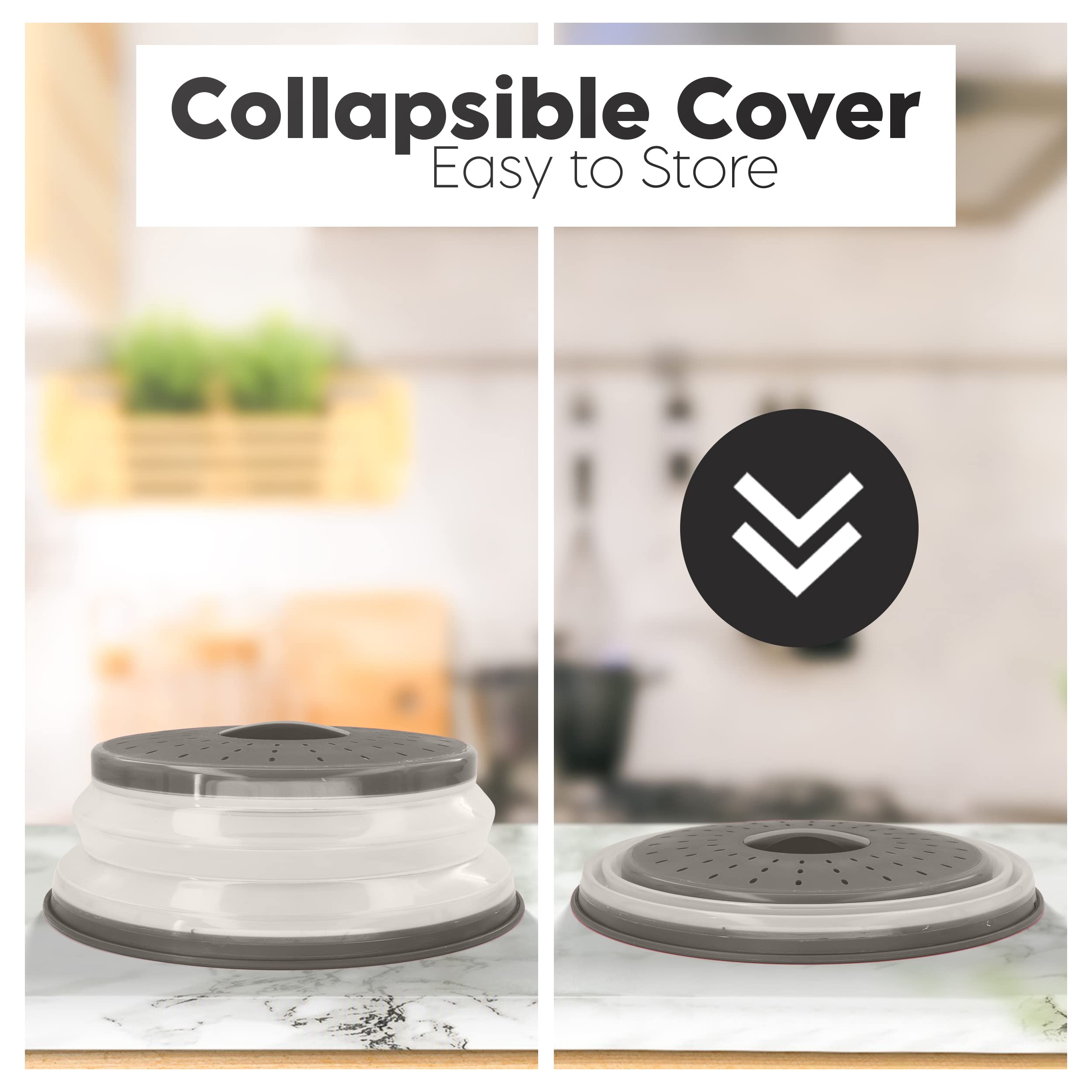 Microwave Cover For Food, Collapsible Microwave Splatter And Plate Covers Easy Grip Lid And Food Strainer, Bpa Free And Dishwash