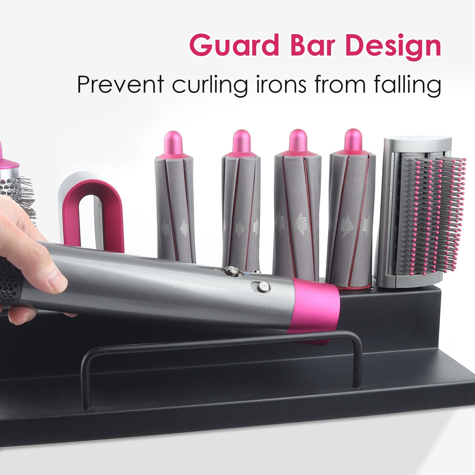 DALUOBO Storage Holder for Dyson Airwrap Curling Iron Accessories Wall Mounted Rack Bracket Stand with Adhesive for Home Bathroom Organizer Black