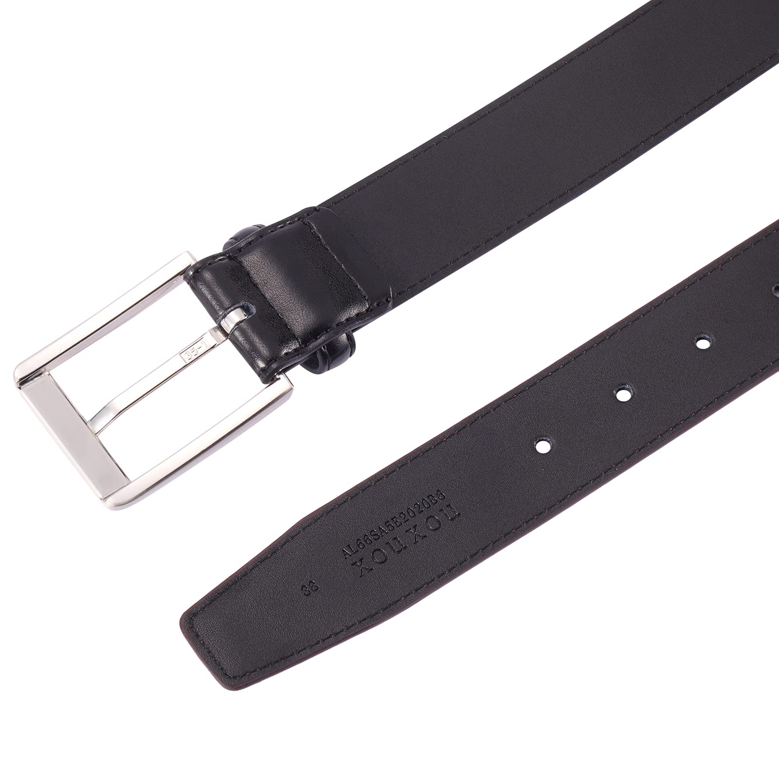 Xouxou Mens Casual Leather Jeans Belts Classic Work Business Dress Belt With Prong Buckle For Men (Black (S101), 50 (Waist 48))
