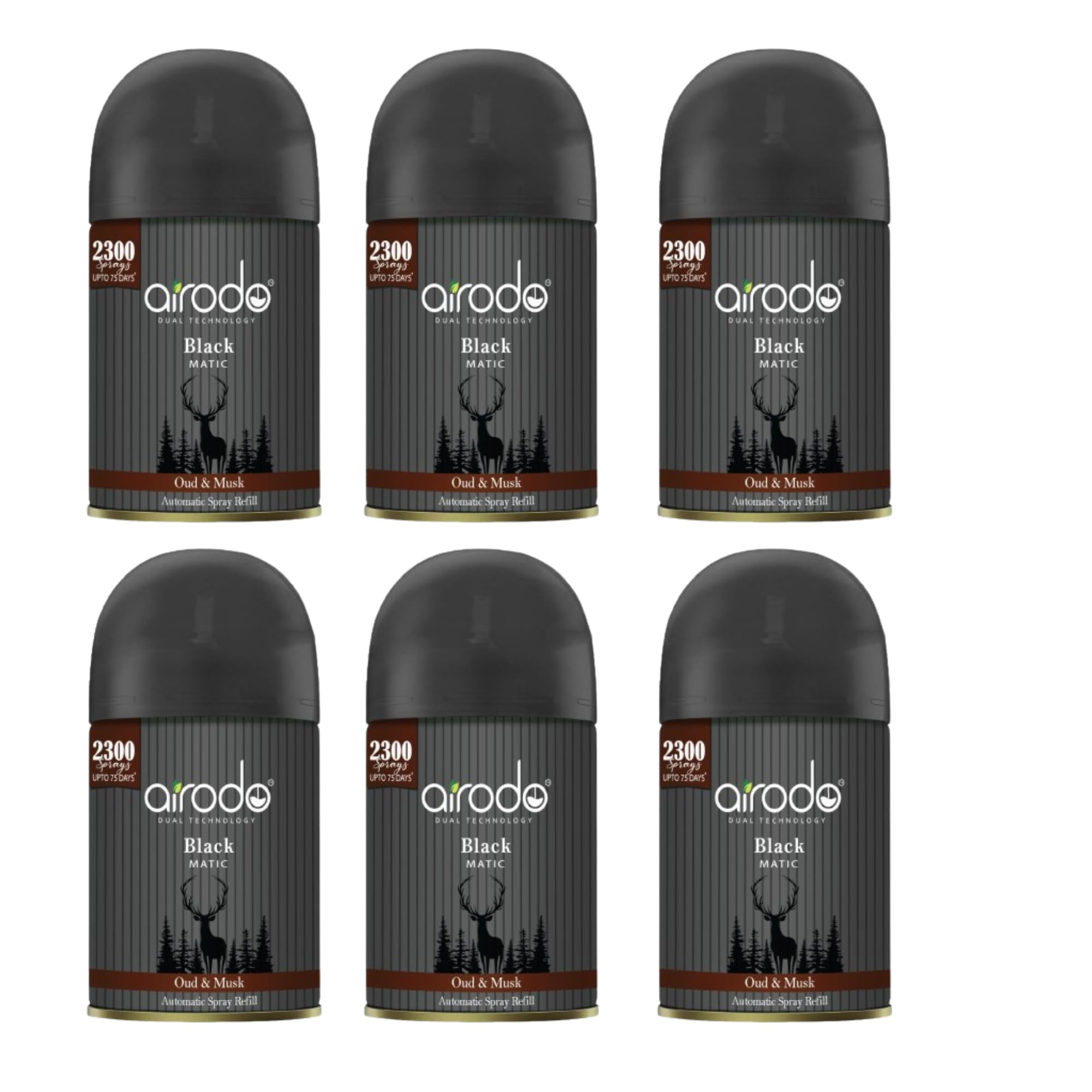 Airodo Black Matic Air Freshner With Dual Technology Oud & Musk With Long Lasting Fragrance 235 Millilitre Booster Upto 75 Days