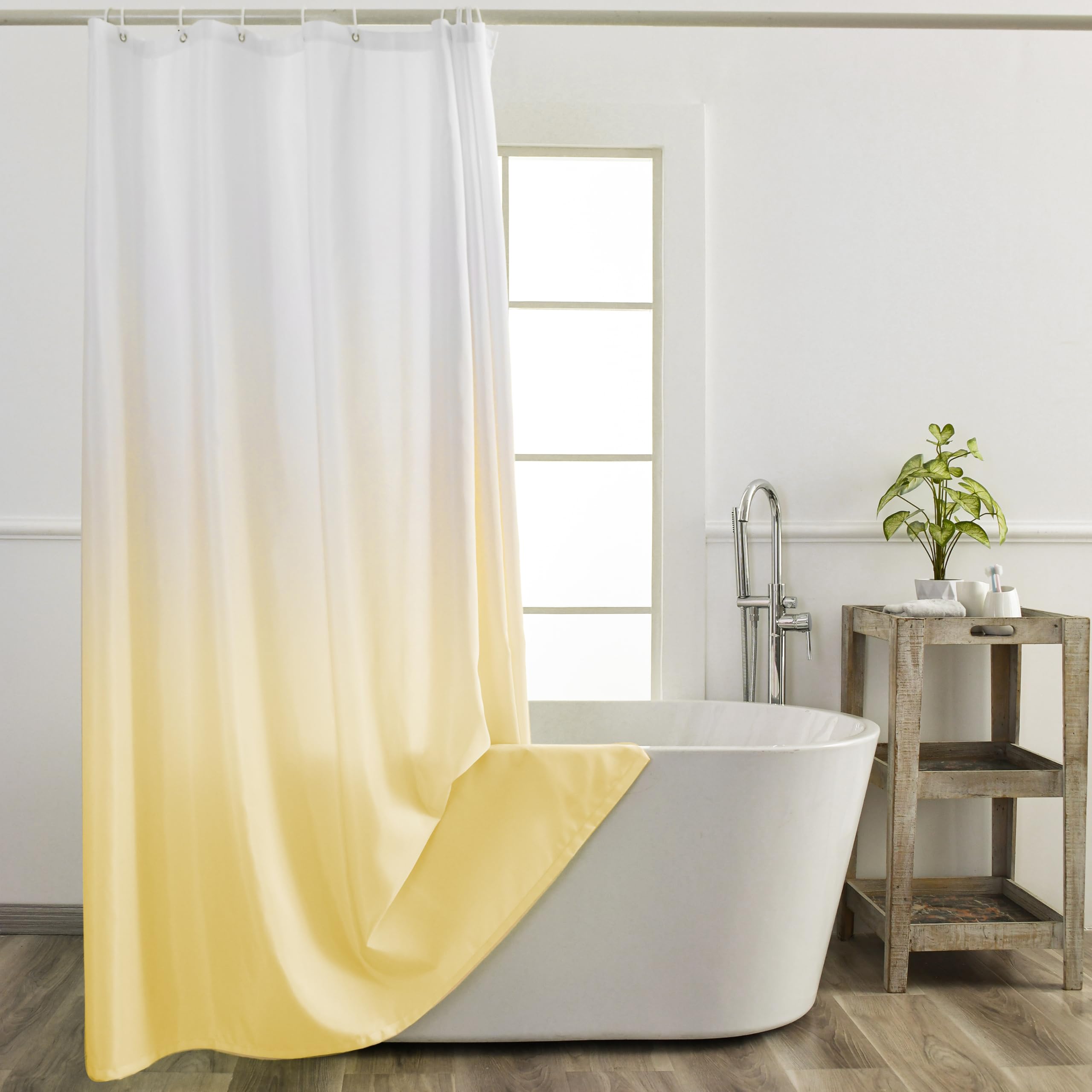 Yi & Ze Yellow Ombre Shower Curtain Sets For Bathroom Accessories Fabric Polyester Waterproof Modern Shower Curtain Liner With 1