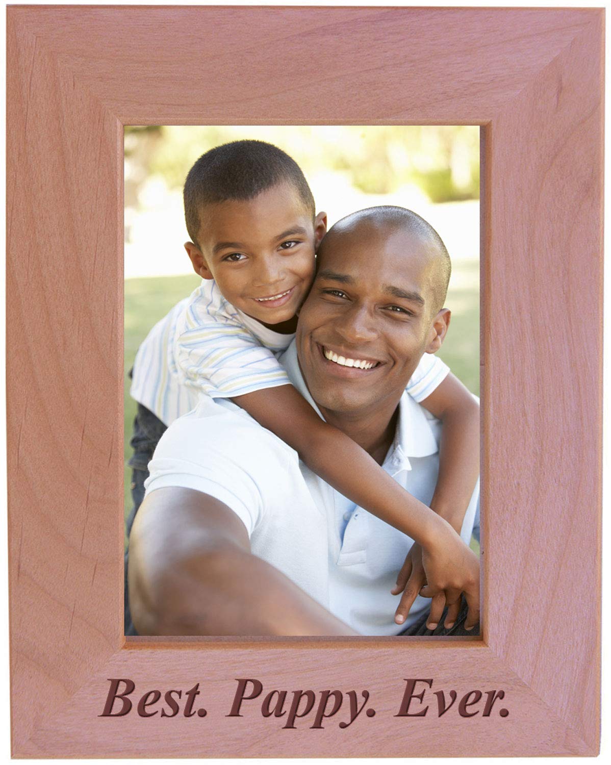 CustomGiftsNow Best Pappy Ever - Engraved Wood Picture Frame (5x7 Vertical)