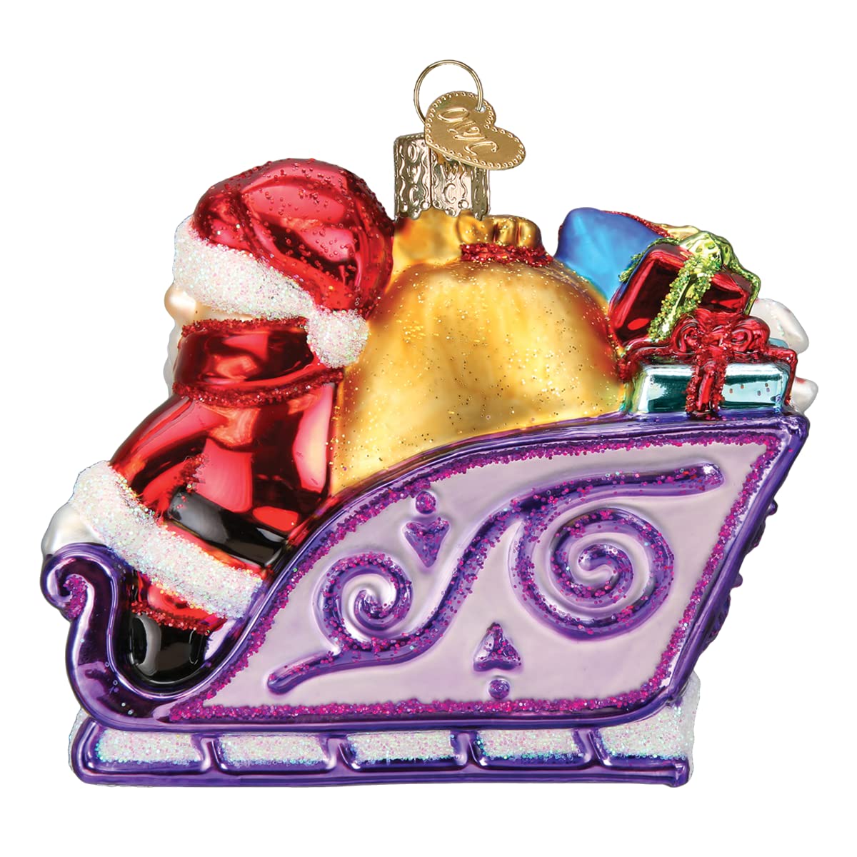 Old World Christmas Santa and Friends (Rudolph The Red-Nosed Reindeer) Glass Blown Ornament for Christmas Tree, Handcrafted Holi