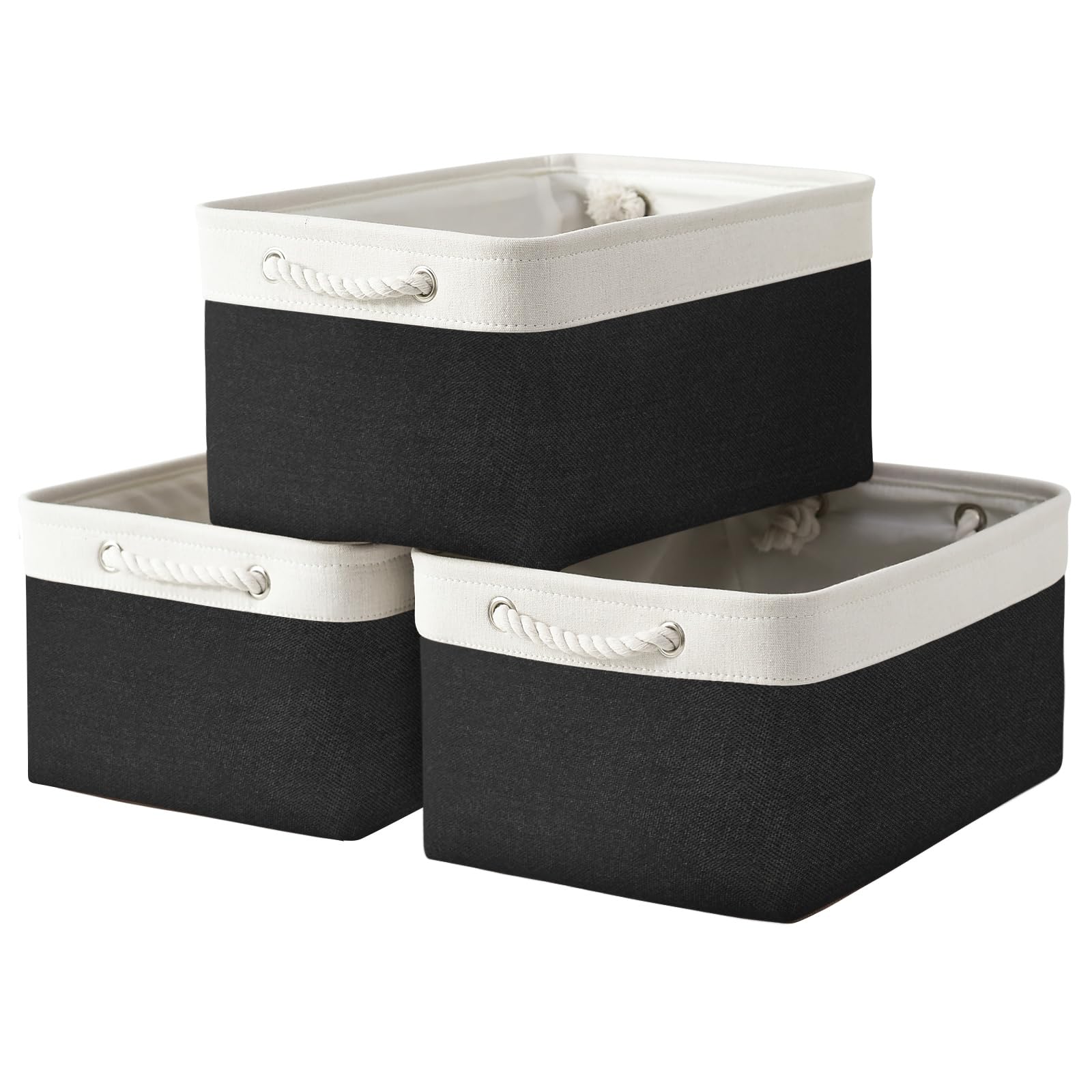 Thewarmhome Storage Basket For Organizing - Large 3 Pack 15.7X11.8X8.3 Inch Collapsible Storage Bin For Shelves With Handles Lau