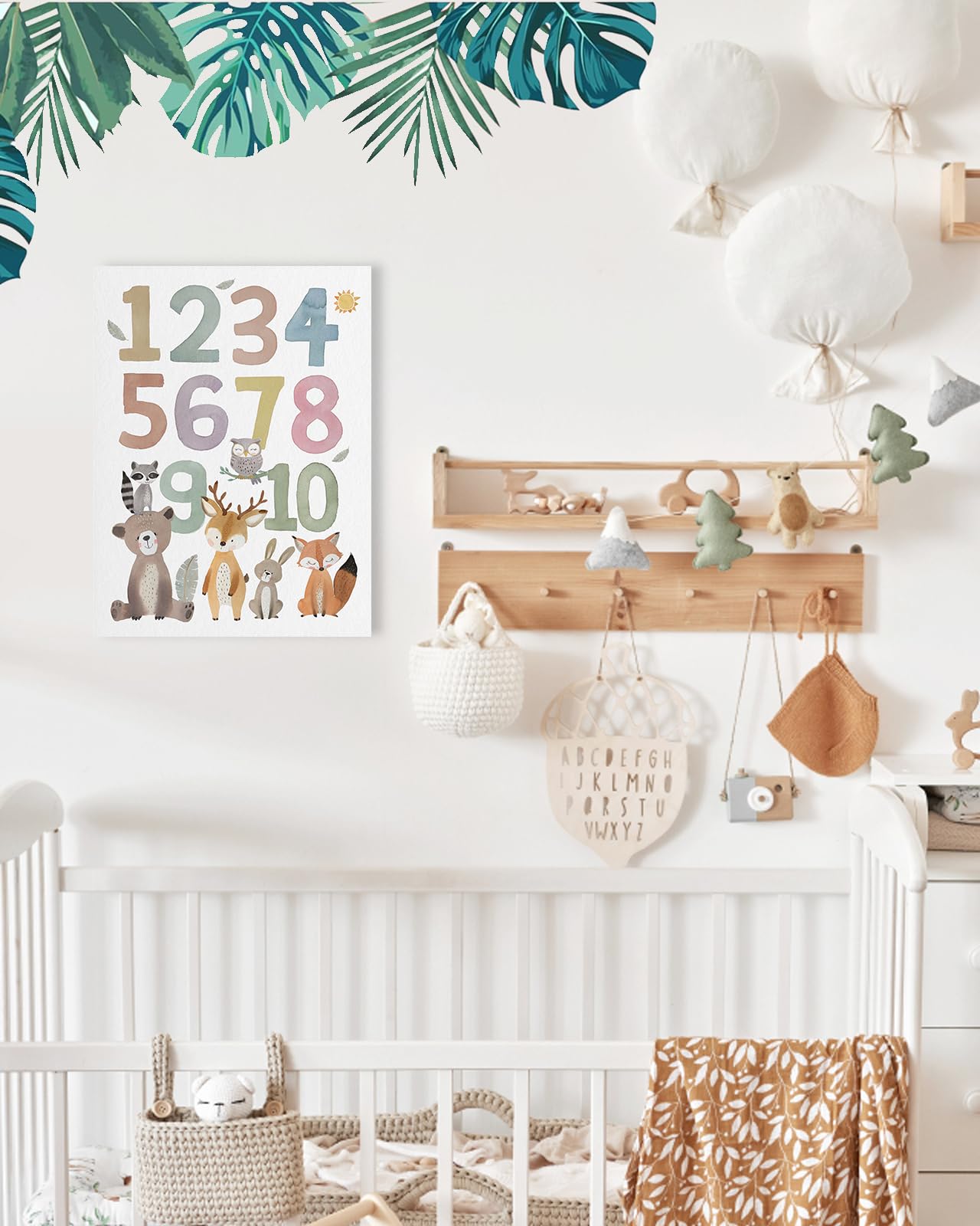 Numbers Wall Art Nursery Decor: Safari Animal Print Picture For Toddler, Numbers Wall Decor For Kids Playroom, Cute Framed Poste