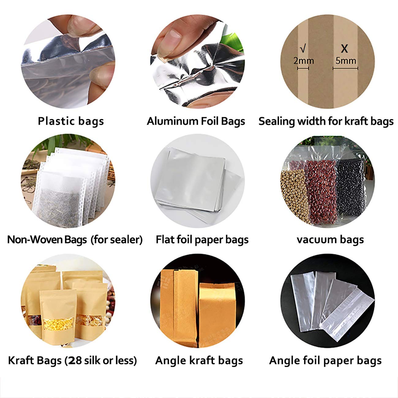 Linsnfield Sealer Pro, Patented 8Inch Impulse Heat Bag Sealer, 2Mm Sealing Width Poly Bag Seal Machine, 2 Replacement Kits 2 Fus