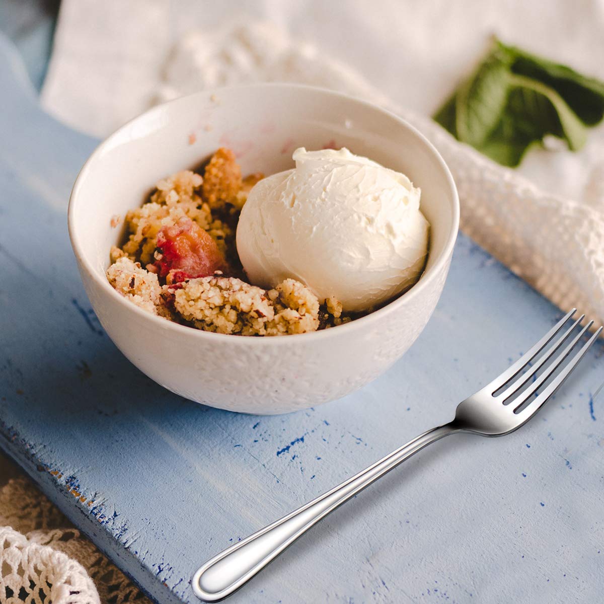 Salad Forks Set Of 6, Flatware Forks 7-Inch, Stainless Steel Table Forks Mirror Polishing (Silver, 6Pcs-Round Handle)