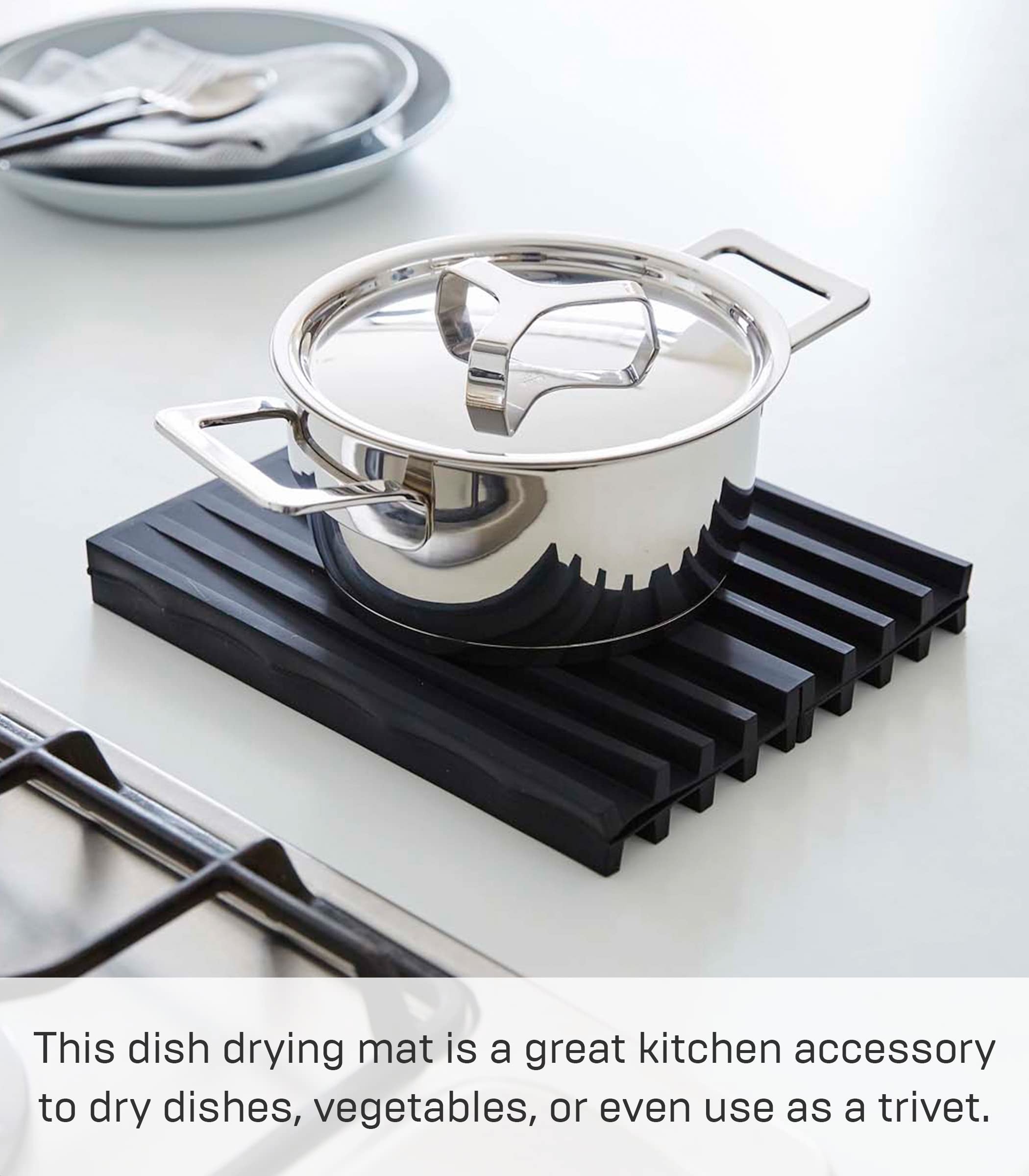 Yamazaki Home Tower Foldable Drainer Tray - Kitchen Dish Drying Mat