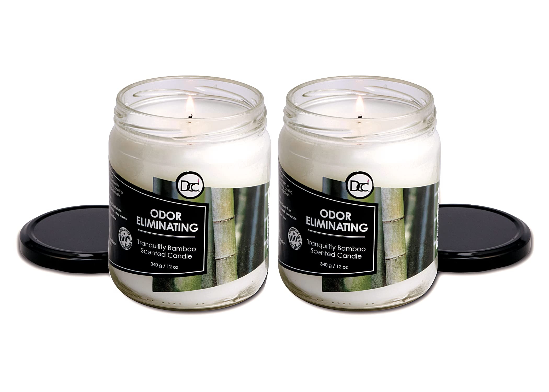 Bamboo Two Pack Odor Eliminating Highly Fragranced Candles - Eliminates 95% of Pet, Smoke, Food, and Other Smells Quickly - Up t