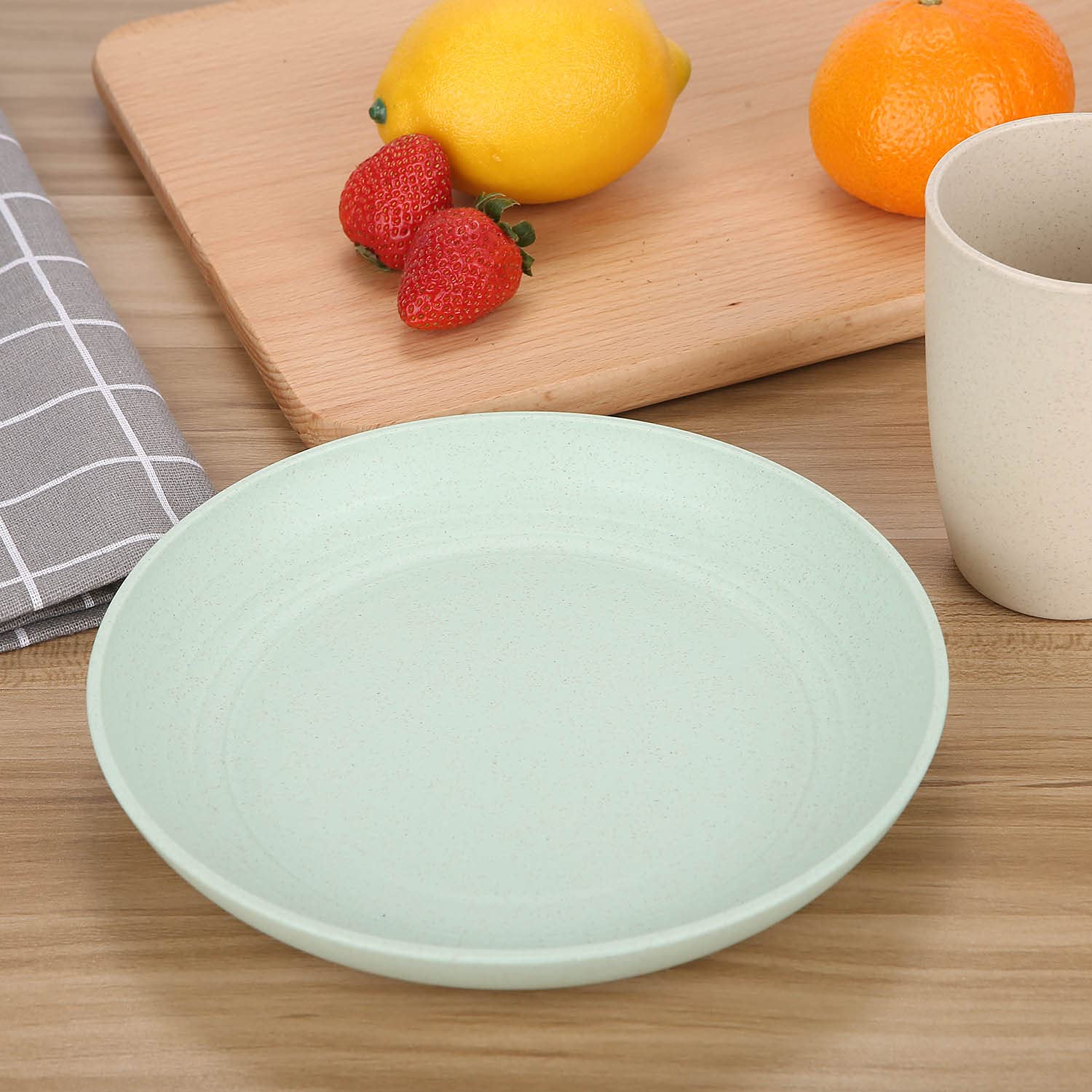 Luckyzone 7.8 Inches Unbreakable Wheat Straw Plates - Reusable Plate Set - Dishwasher & Microwave Safe - Perfect For Dinner Dish