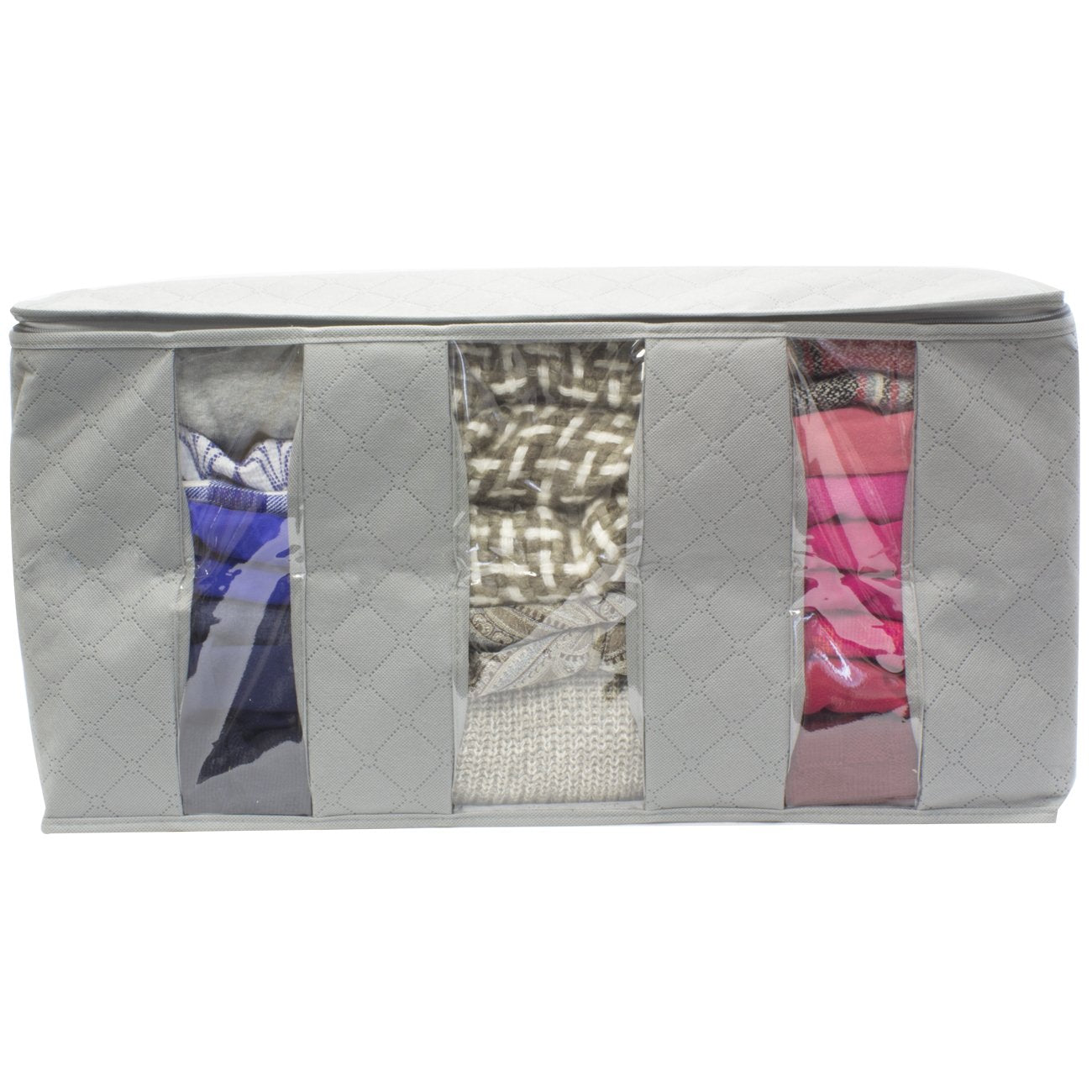 Sorbus Foldable Storage Bag Organizers  3 Sections  Great for Clothes  Blankets  Closets  Bedrooms  and More  2-Pack (Gray)