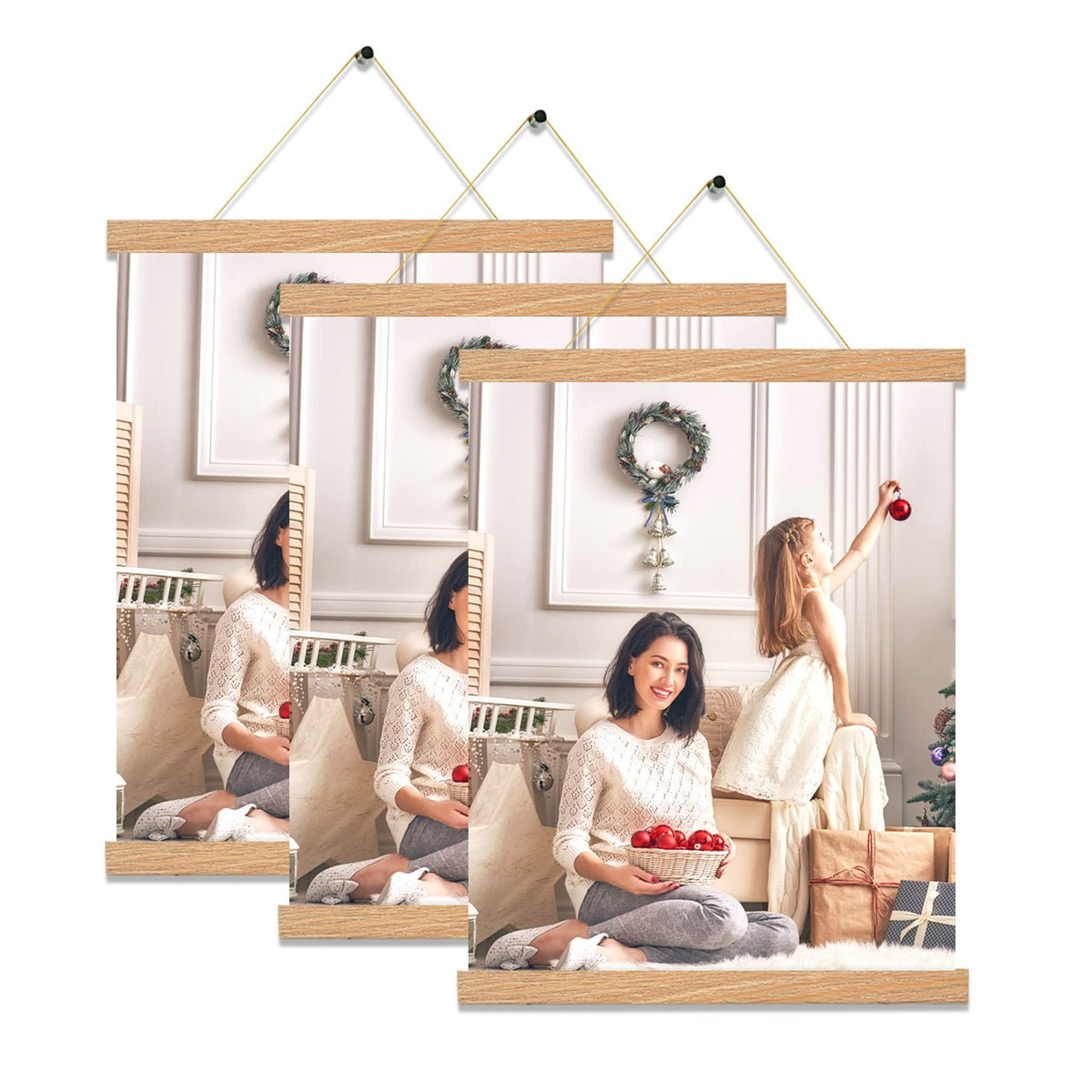 Yk Artwood 3 Pack Magnetic Poster Hanger Frame 16 Inch,16X20 16X24 16X16 Poster Frame Wood Magnet Frames Hangers For Photos, Pic