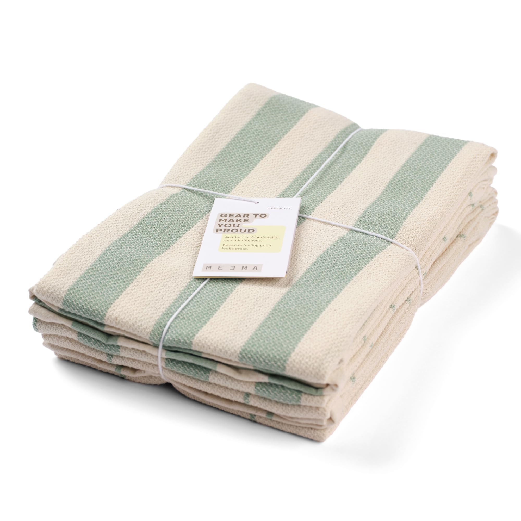 Meema Kitchen Towels Set Of 4 - Highly Absorbent Dish Towels For Kitchen Drying & Covering Doughs, Reusable Dish Rags, Ecofriend