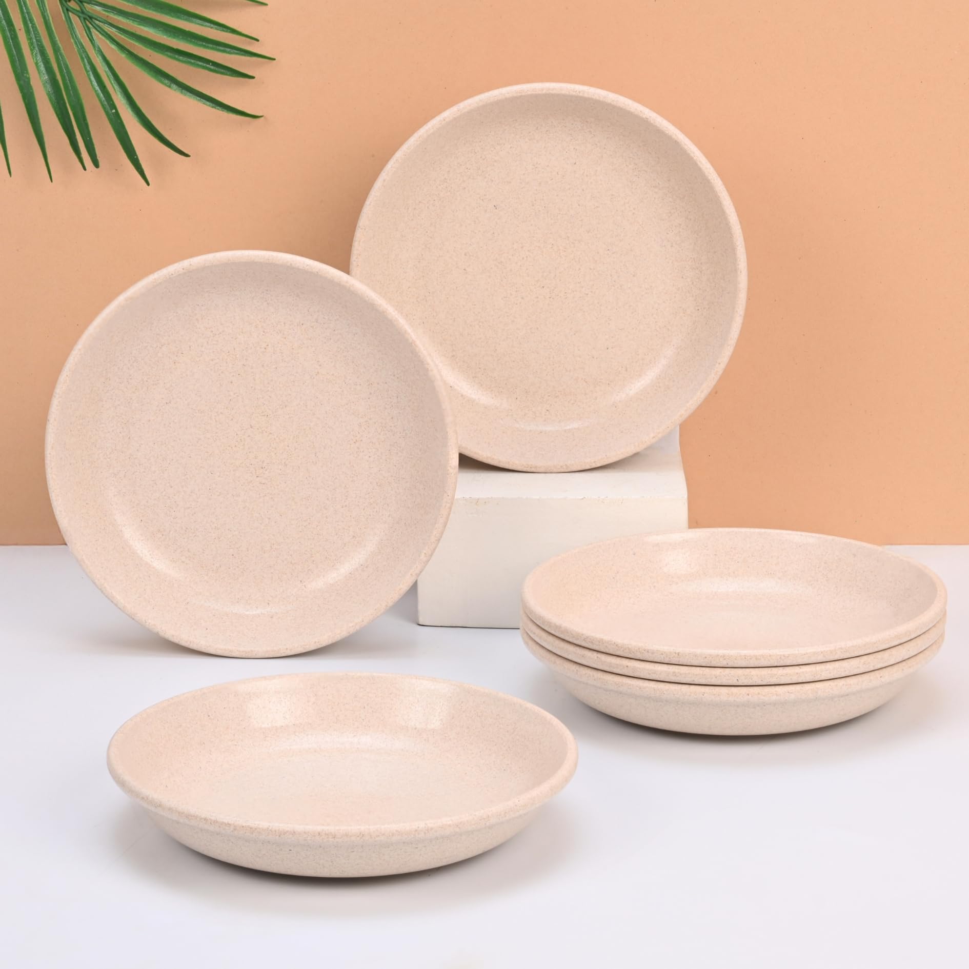 Eha EarthFriendly Small Plates Set For Snacks | Snacks Plates Set Of 4 | Snacks Plates Made With Rice Husk Biocomposite | Micro