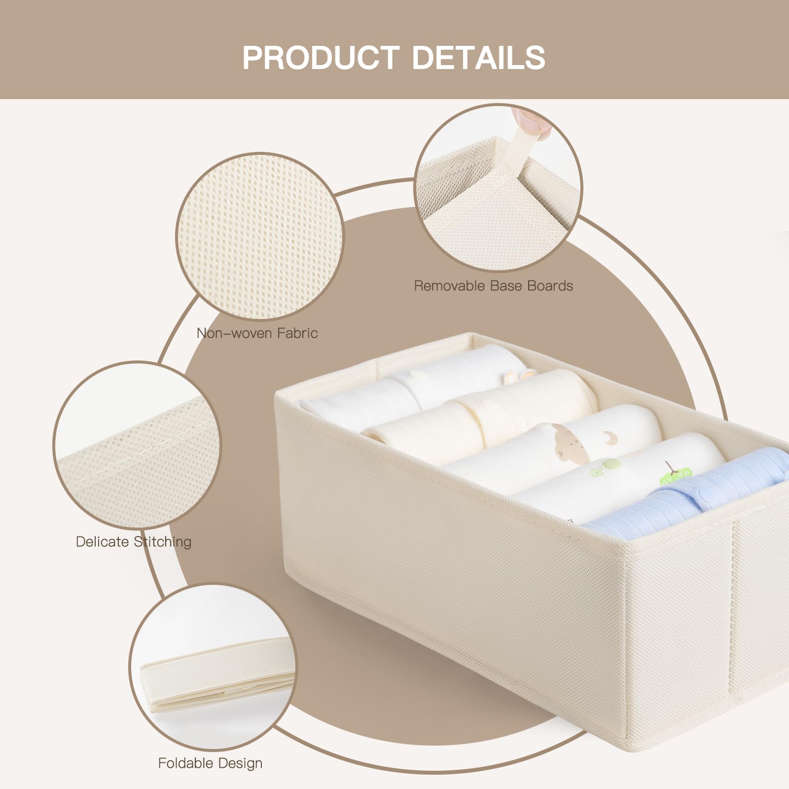 Criusia Drawer Organizer Clothes, 10 Pack Dresser Organizer for Baby Clothes, Underwear, Sock- Foldable Closet Organization and