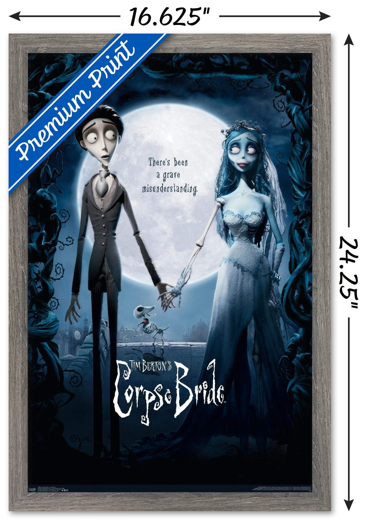 Trends International Tim Burton'S The Corpse Bride - One Sheet Wall Poster, 14.725'' X 22.375'', Barnwood Framed Version