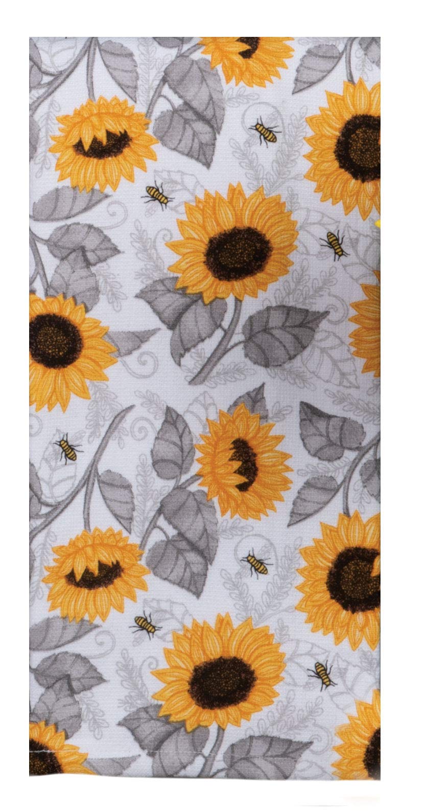 Yellow Gray Queen Bee Sunflower Kitchen Accessory Bundle Of 2 Dual Purpose Towels And 2 Pocket Mitts