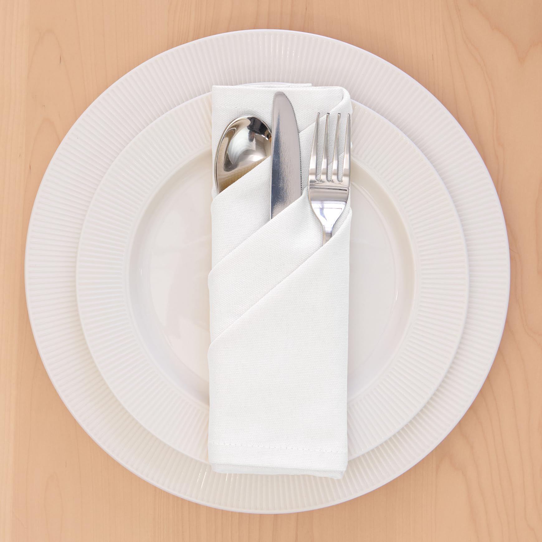 Encasa 100% Cotton Cloth Napkins Set of 12 with White Color & Size 17''x17''  Dinner Napkins Washable and Reusable for Dinning Table Fall Decoration  Halloween & Christmas Festivals