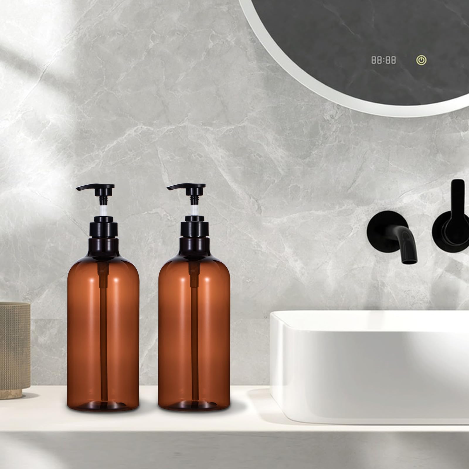 Yebeauty Pump Bottle Dispenser, 33.8Oz 1000Ml Plastic Shampoo Pump Bottles Shower Soap Dispenser Empty Refillable Containers For