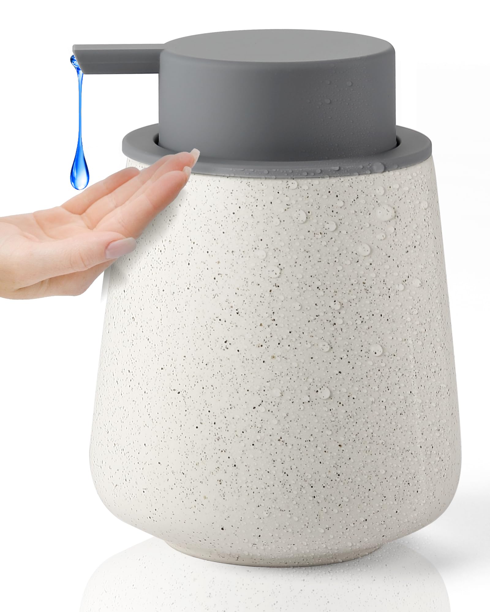 Lareina Soap Dispenser 12 Oz- Ceramic Liquid Hand Soap Dispenser With Grey Removable Pump, Refillable Modern Dish Soap Dispenser