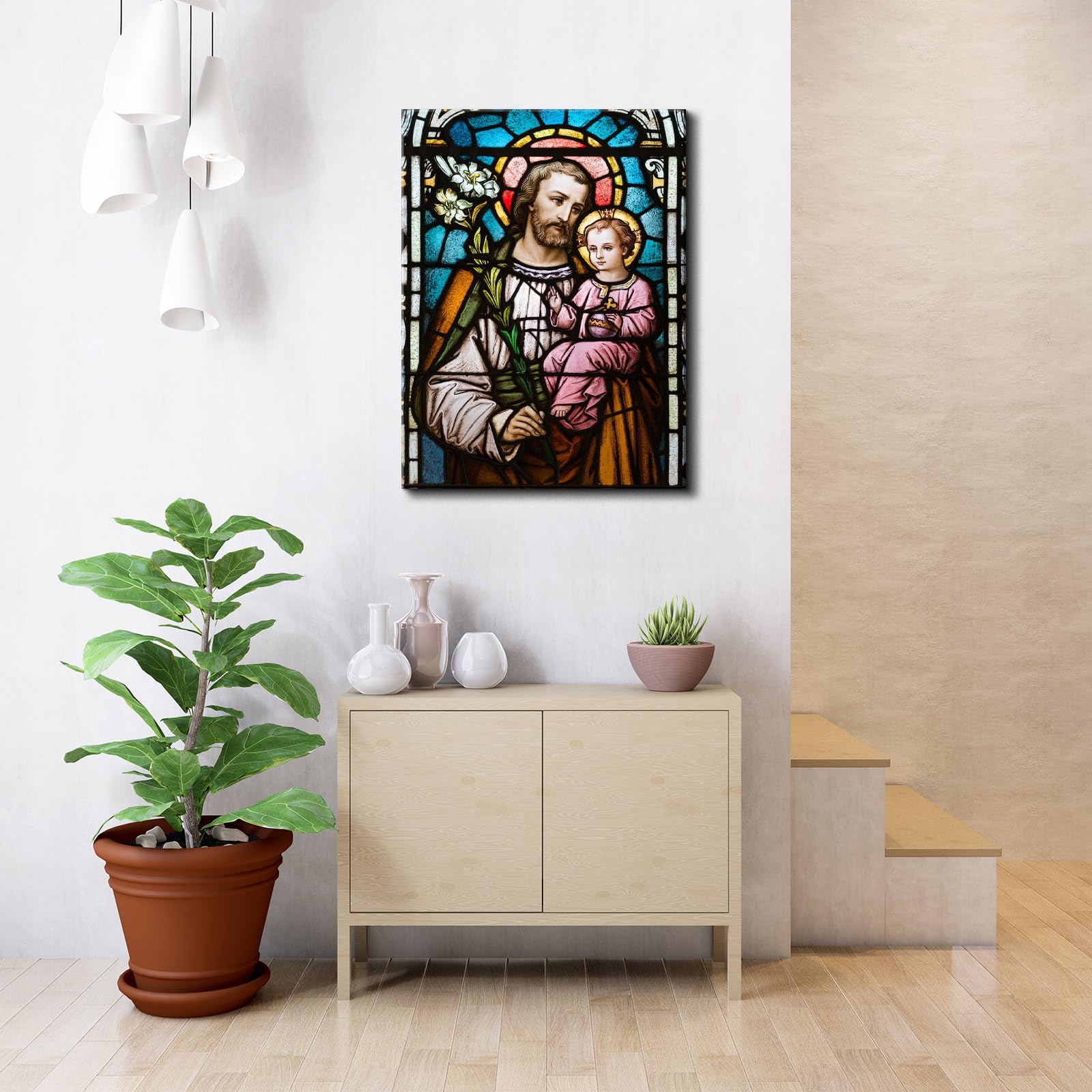 Yonica Christian Jesus Cross Canvas Wall Art For Home Decor - Merciful Heavenly Father Redemption Pictures Print On Canvas Hd Gi
