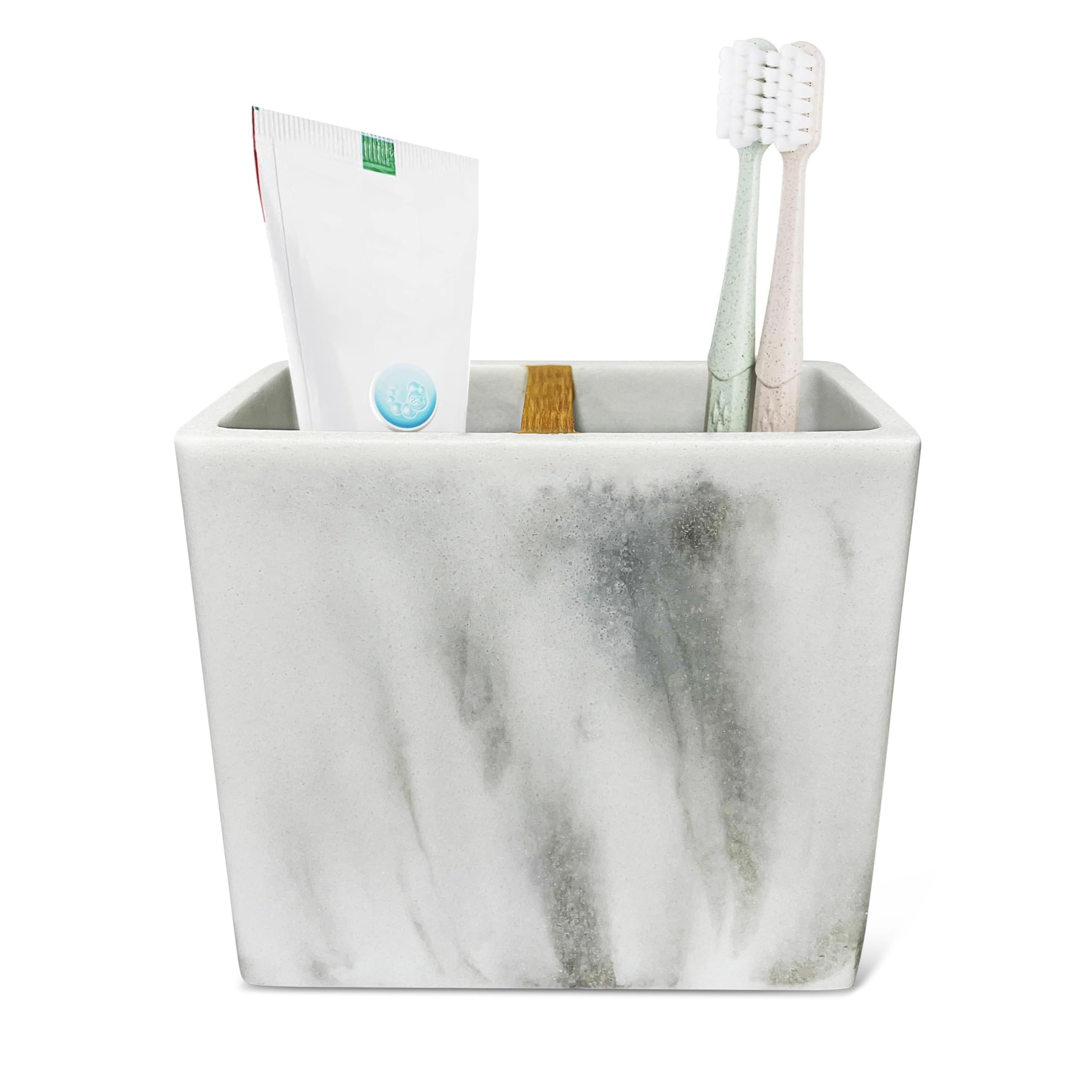Santorini Resin Toothbrush Holder - Bathroom Accessories For Countertop Sink Organizer - Cute Stand For Kids Toothbrushes