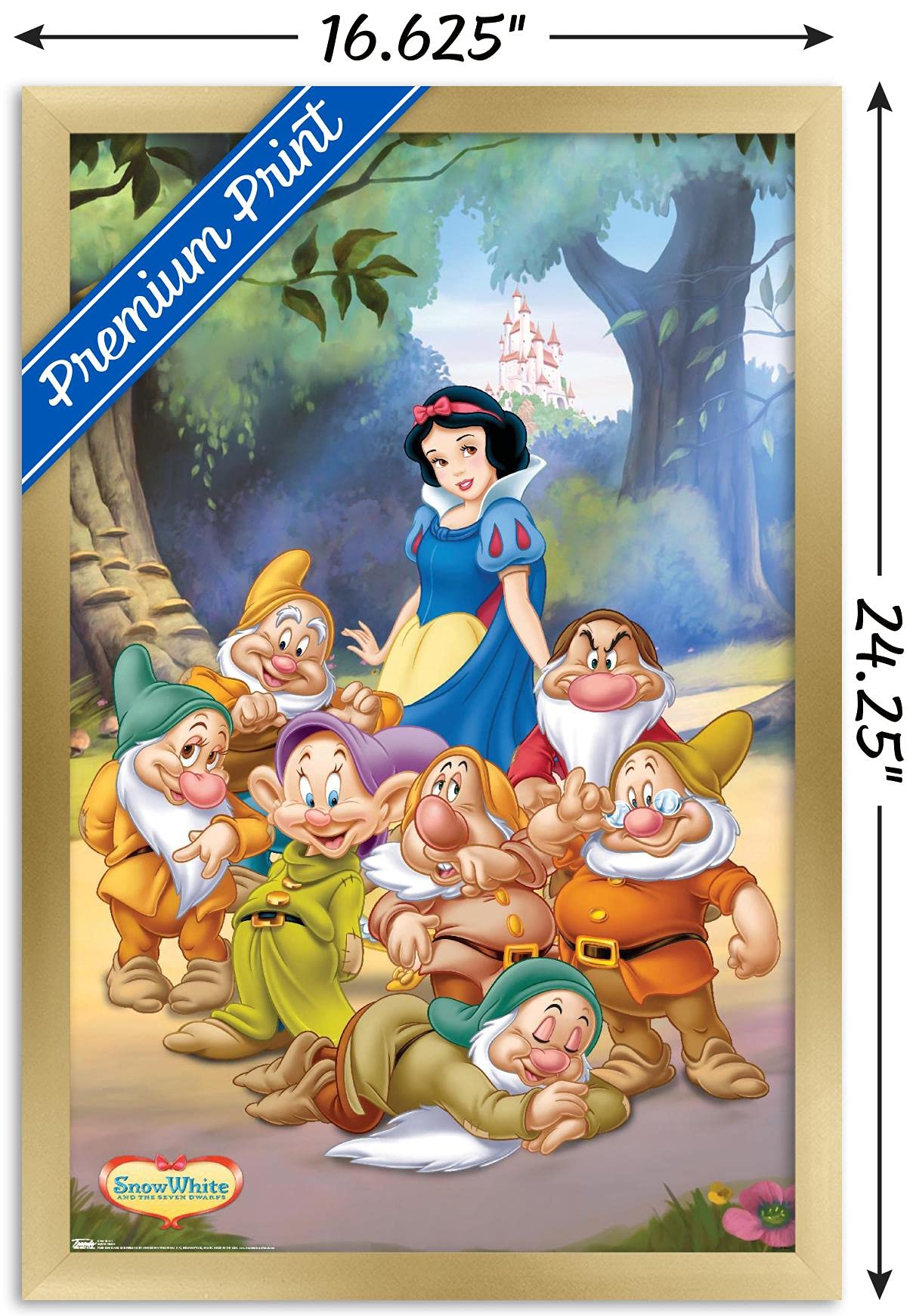 Trends International Disney Snow White And The Seven Dwarfs - Group Wall Poster, 14.725'' X 22.375'', Gold Framed Version