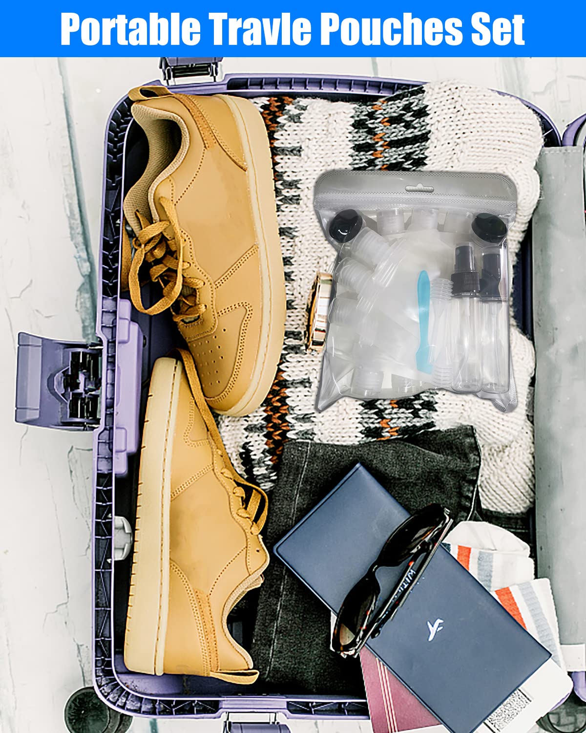 17 Pack Travel Pouches For Toiletries,Tsa Approved,Travel Size Portable Containers,Stand Up Pouch,Refillable Travel Accessories