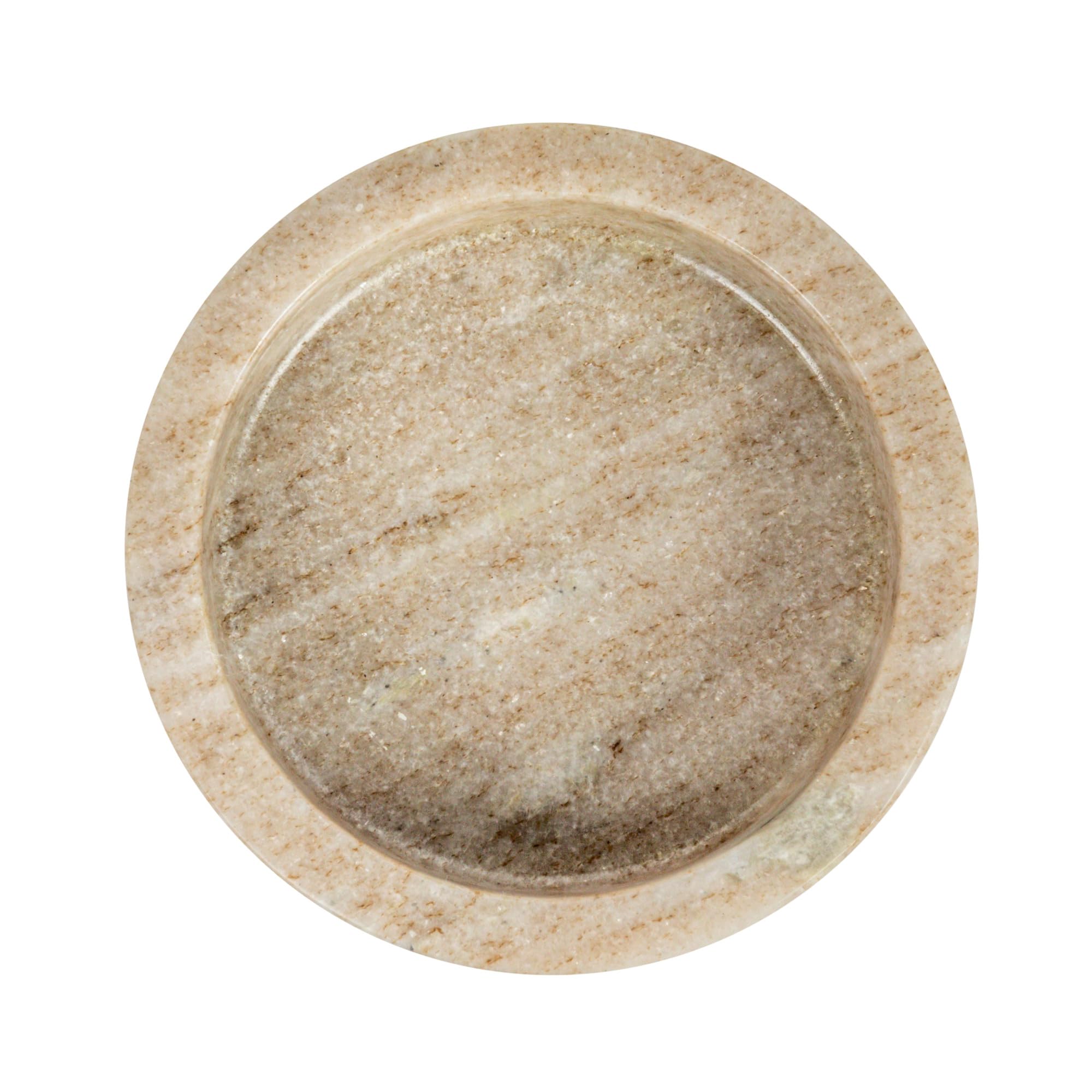 Bloomingville 5 Inches Round Marble Bottle Holder, Beige Dish