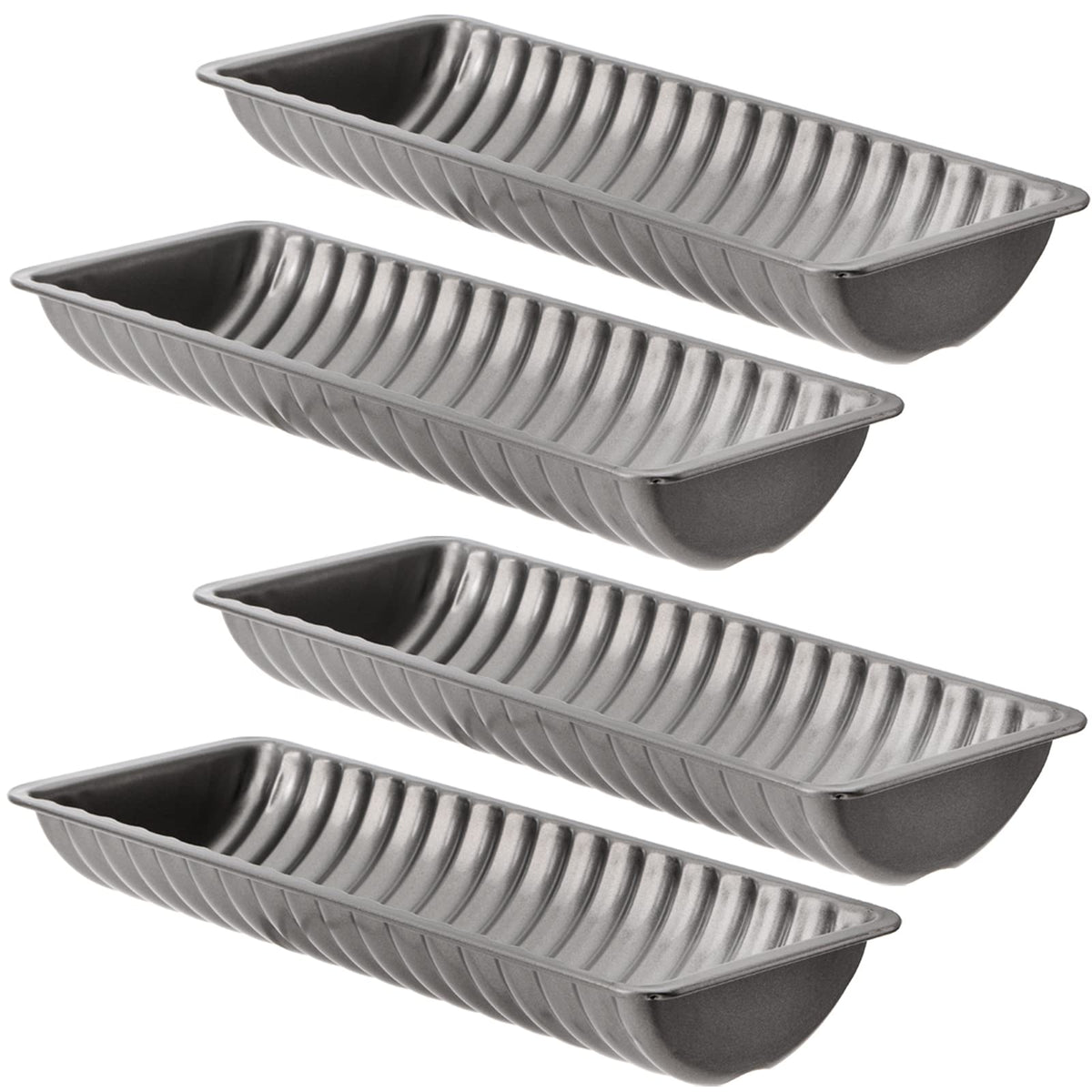 Peohud 4 Pack Almond Cake Pans, Non-Stick Bread Loaf Pan, Carbon Steel Scandinavian Swedish Norwegian Almond Cake Baking Pan, 12