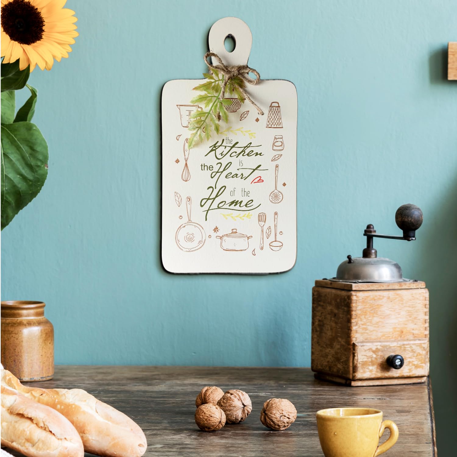 Chalk My Theme Kitchen Is The Heart Of Home Quote In Wood Print Colorful Choapboard Design Kitchen Wall Hanging Decor For Home D