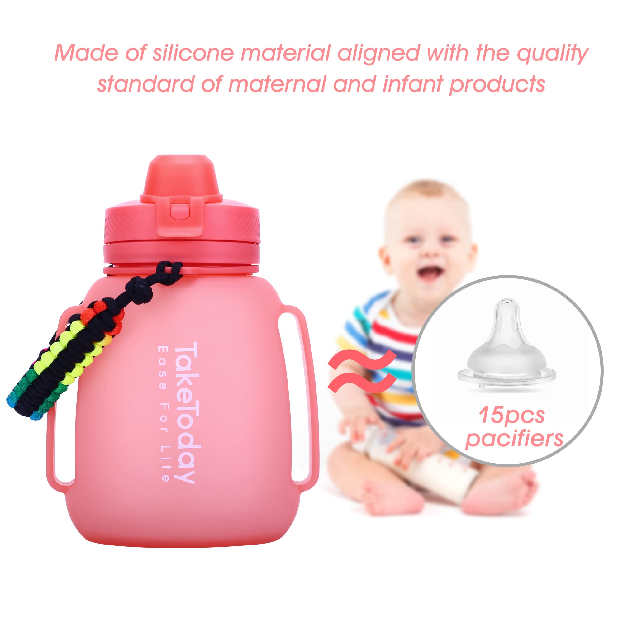 Taketoday 40 Oz Gallon Motivational Collapsible Water Bottles With Straw And Paracord Handle 1.2L Silicone Sports Water Bottle W