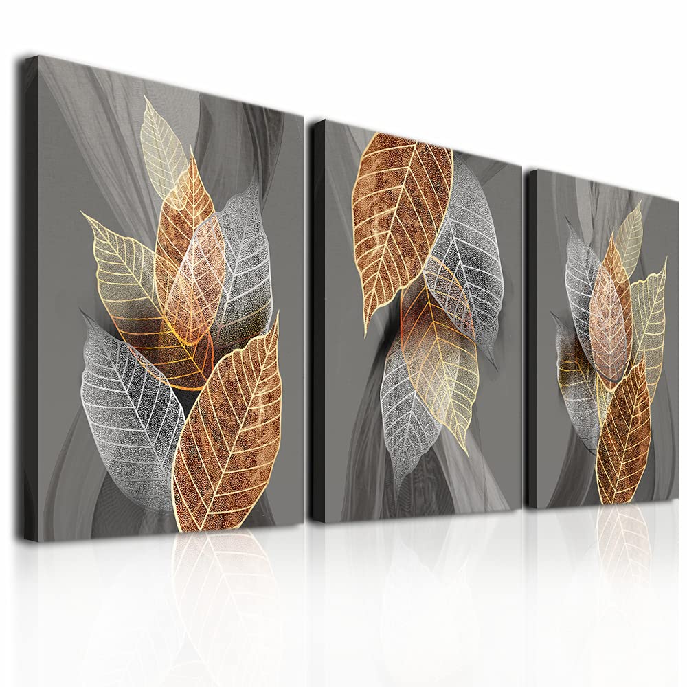 Canvas Wall Art For Living Room Family Wall Decorations For Kitchen Modern Bathroom Wall Decor Black Paintings Abstract Leaves Pictures Artwork Inspirational Canvas Art Bedroom Home Decor 3 Pieces