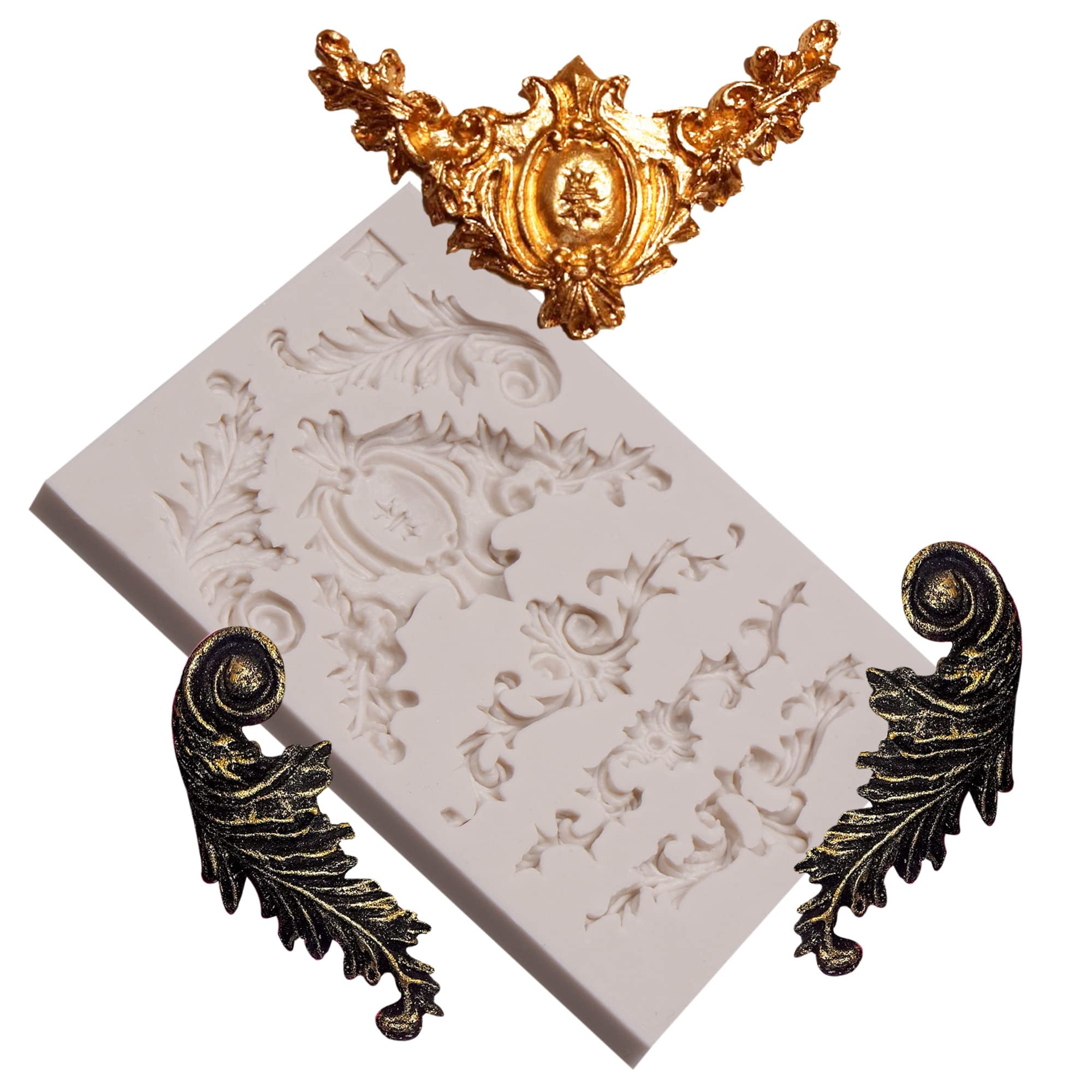 Baroque Relief Silicone Mold, Scroll Lace Border Fondant Molds For Birthday Cake Decoration Cupcake Topper Chocolate Candy Sugar